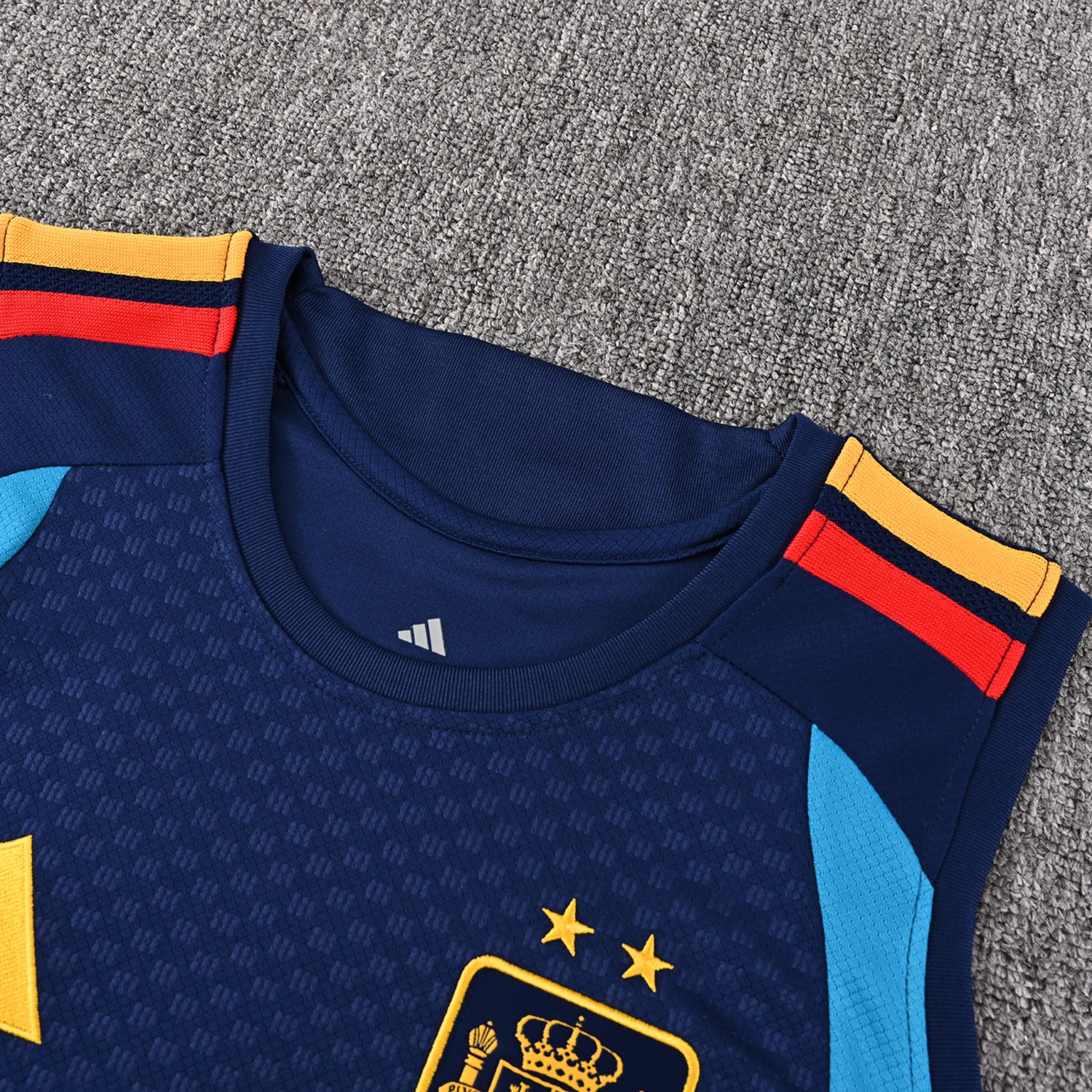 Spain 2026 Two Stars Vest Training Set - Deep Blue Vest and Shorts - JerseysGala