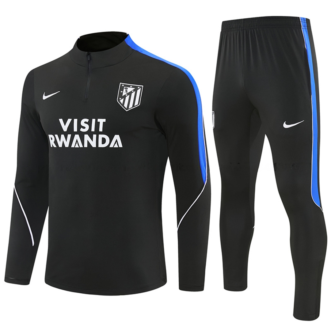 Atletico Madrid 26-27 Long Sleeve Training Set - Black Top & Black Pants - JerseysGala