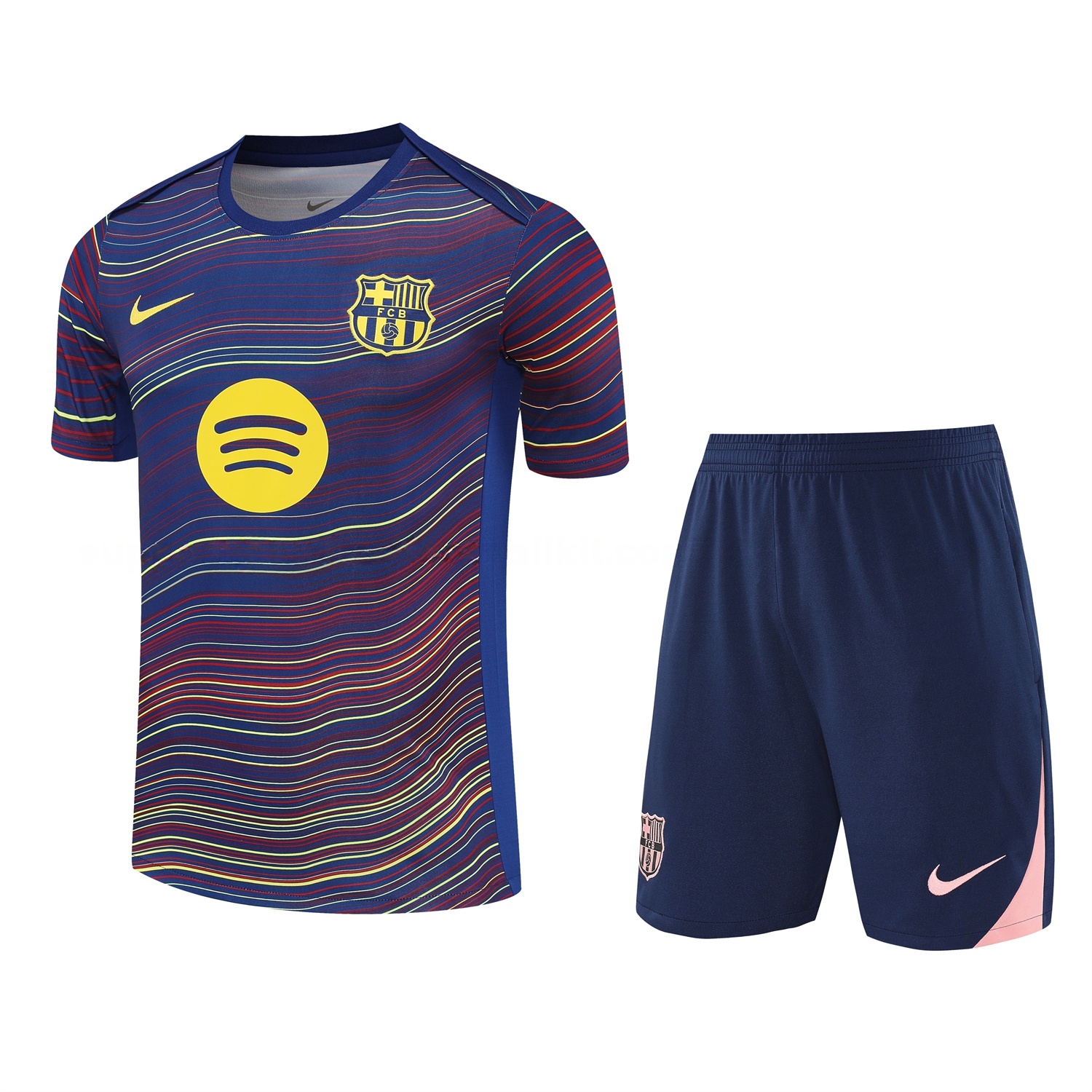Barcelona 25-26 Short-Sleeve Training Set - Colors Top & Dark Blue Pants - JerseysGala