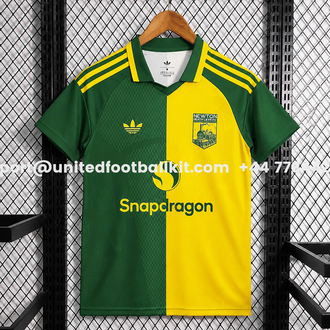 Manchester United 26-27 125 Years Anniversary Newton Heath LYR Green Yellow Special Jersey - Fans Version - JerseysGala