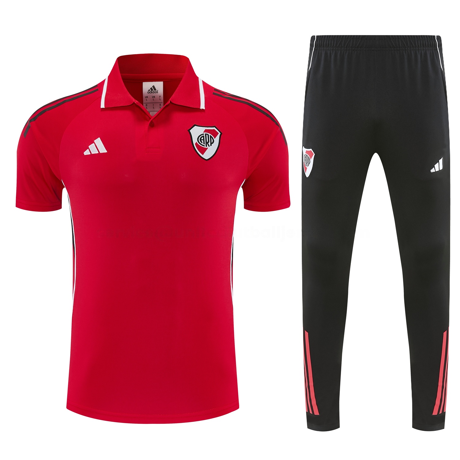 River Plate 25-26 POLO Short-Sleeve Training Set - Red Top and Black Pants - JerseysGala