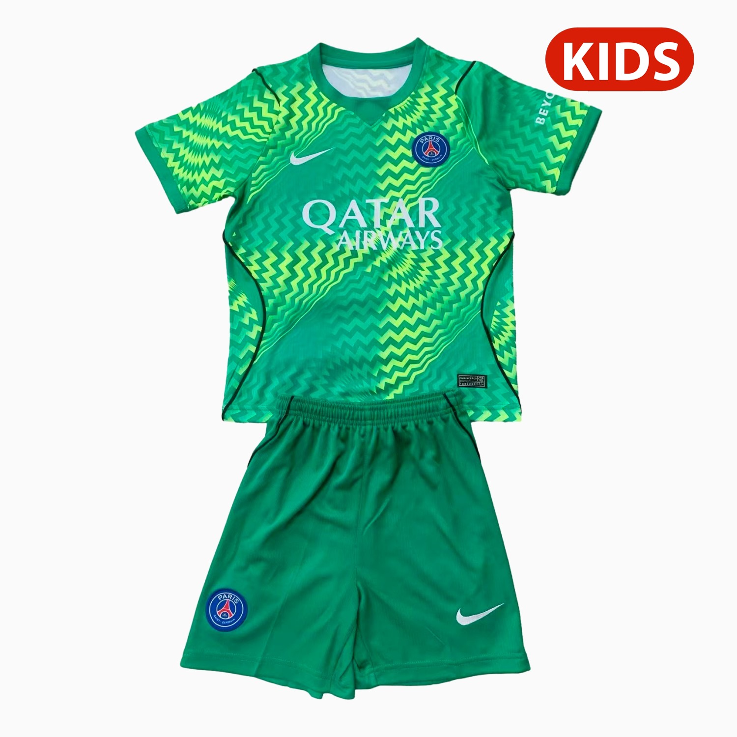 Paris Saint-Germain PSG 26-27 Green Goalkeeper Kids Kit - JerseysGala