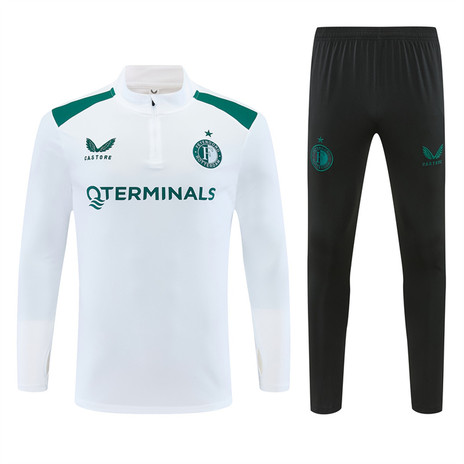 Feyenoord 26-27 Long Sleeve Training Set - White Top & Black Pants - JerseysGala