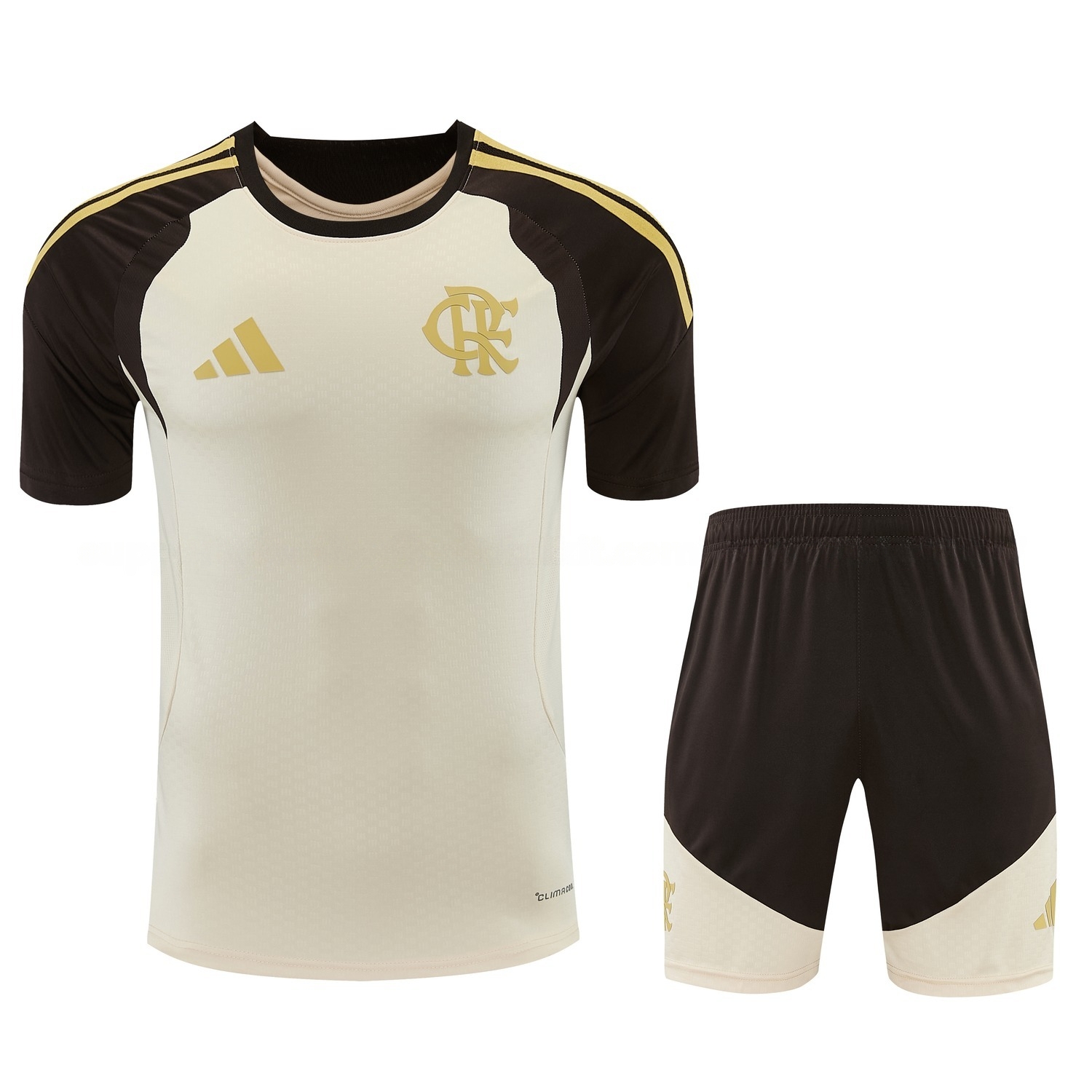 Flamengo 26-27 Short-Sleeve Training Set - Beige Top & Brown Shorts - JerseysGala