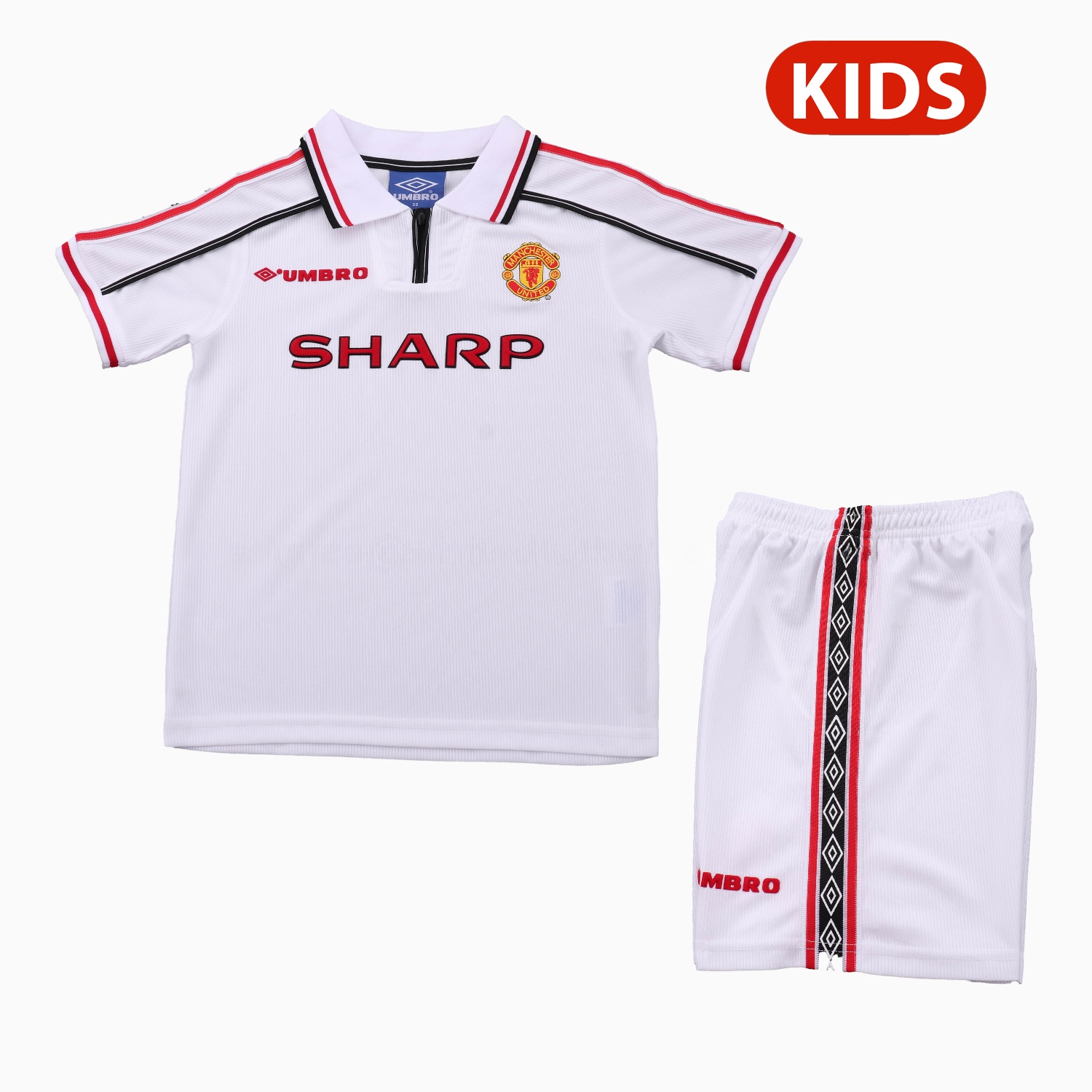 Retro Manchester United 1998-99 White Special Kids Kit - JerseysGala