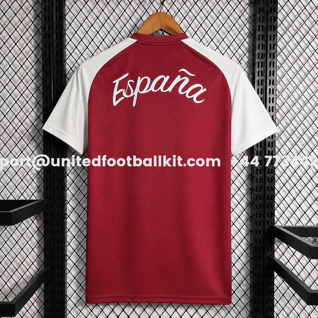 Spain 2026 Red With White Pre-Match Training Jersey - Fans Version - JerseysGala