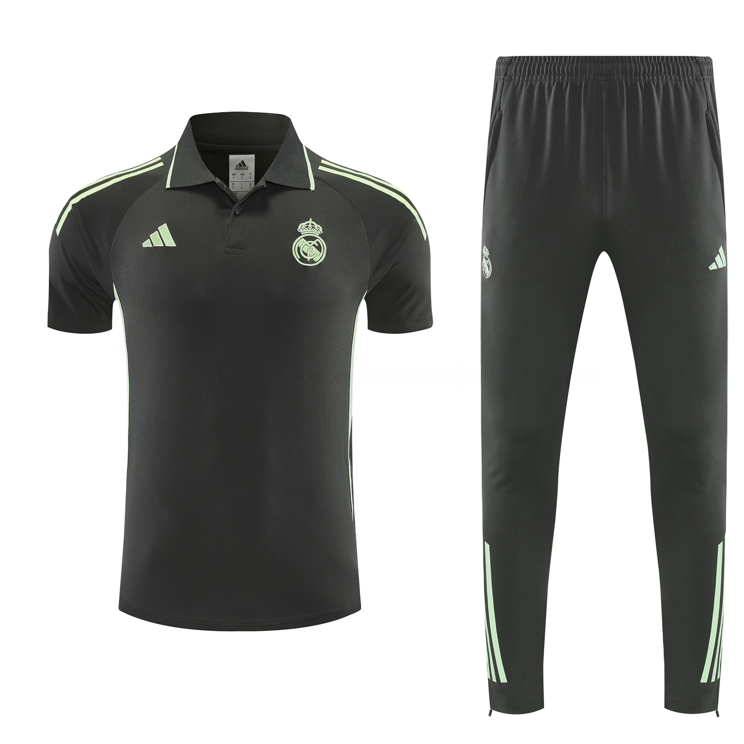 Real Madrid 25-26 POLO Short-Sleeve Training Set - Dark Grey Top and Pants - JerseysGala