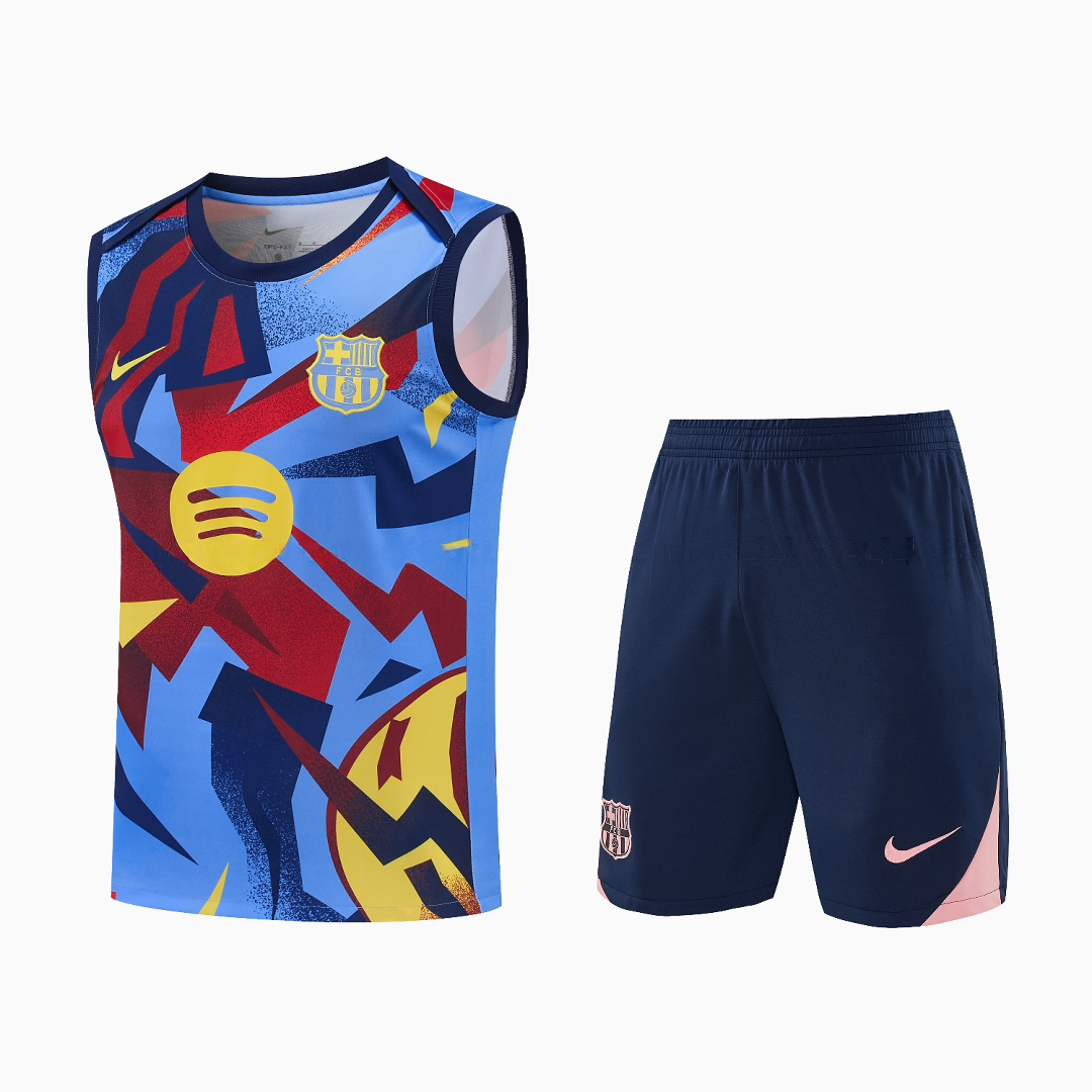 Barcelona 25-26 Vest Training Set - Colors Top & Dark Blue With Pink Accents Pants - JerseysGala
