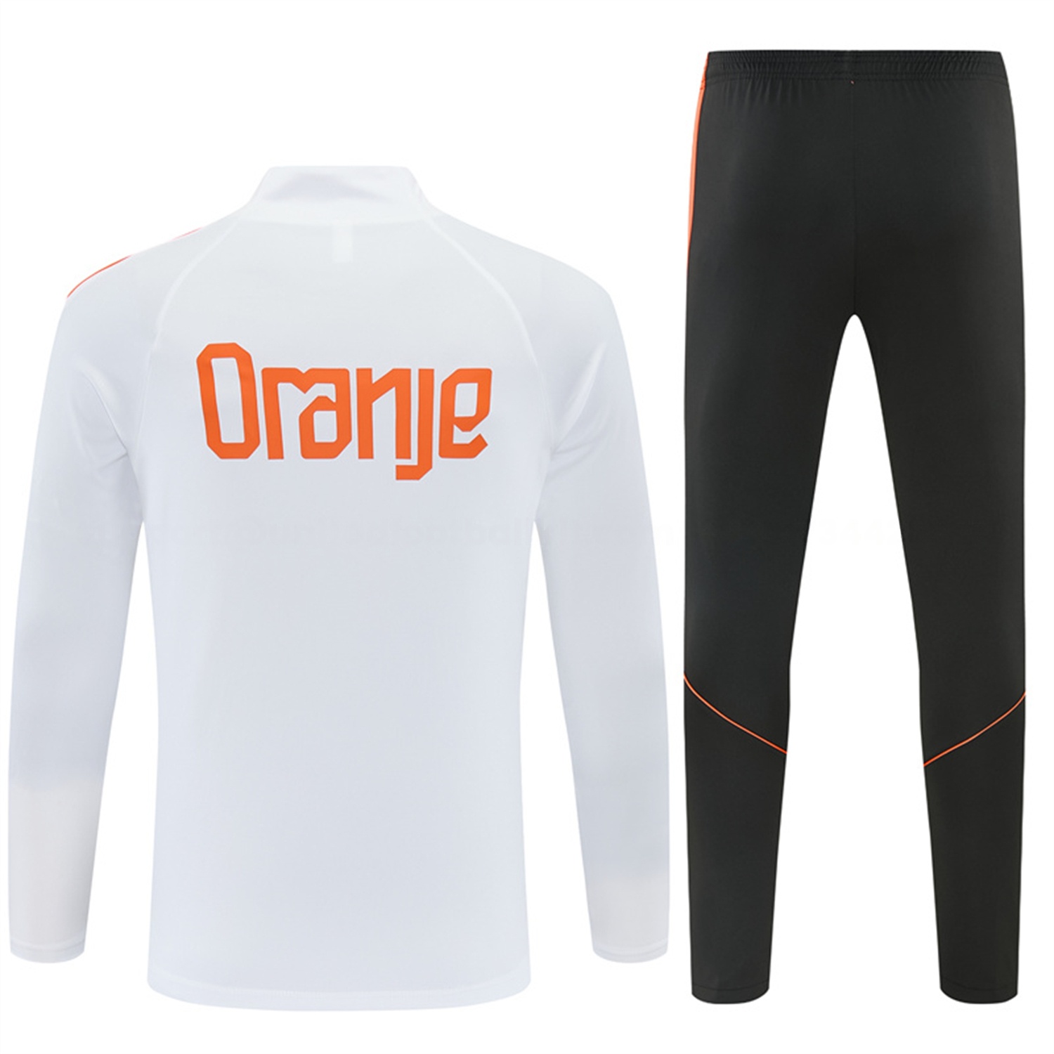 Netherlands 2026 Long Sleeves Training Set - White With Orange Accents Top & Black Pants - JerseysGala