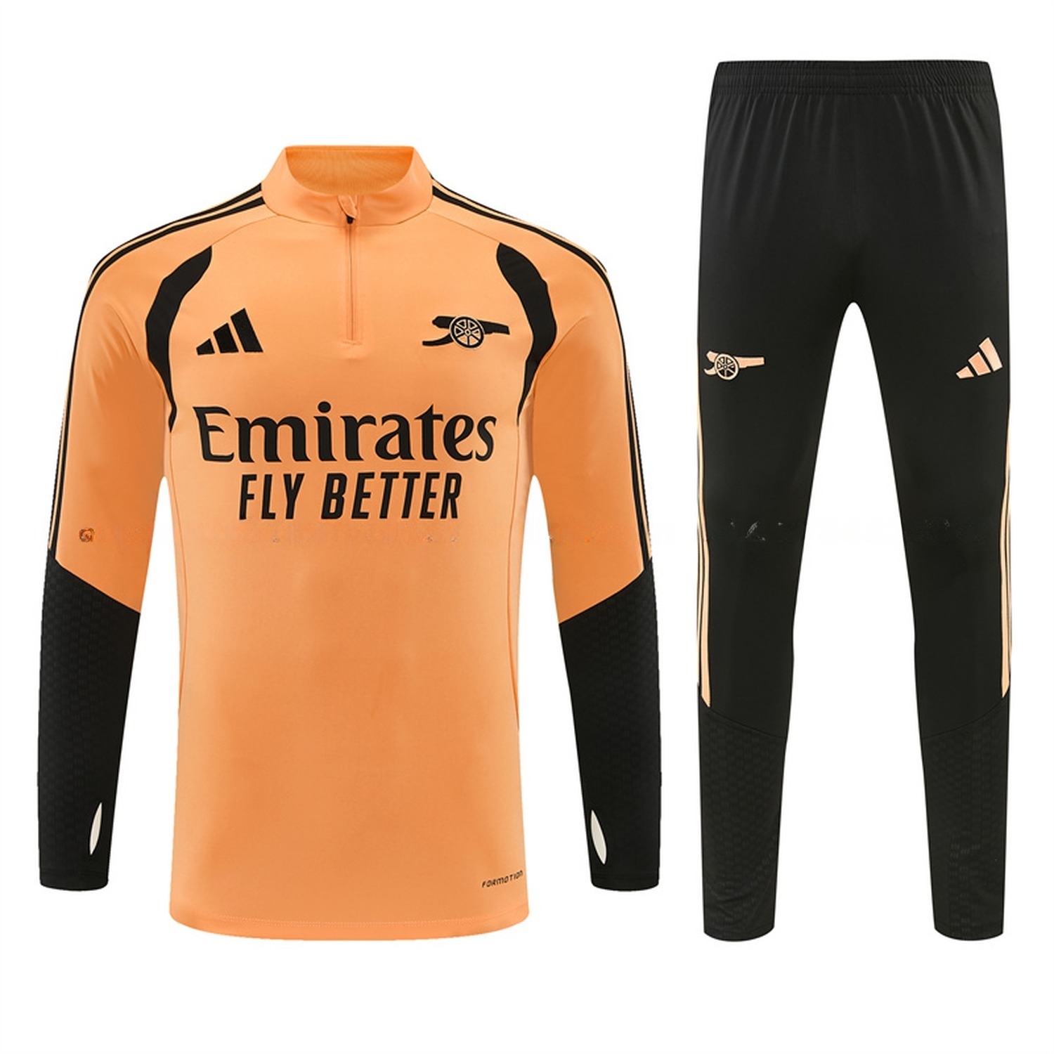 Arsenal 26-27 Long Sleeve Training Set - Orange Top & Black Pants - JerseysGala