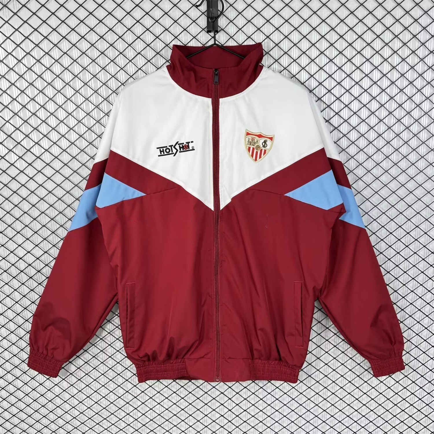 Retro Sevilla 1993-94 Home Windbreaker Jacket - White And Red - JerseysGala