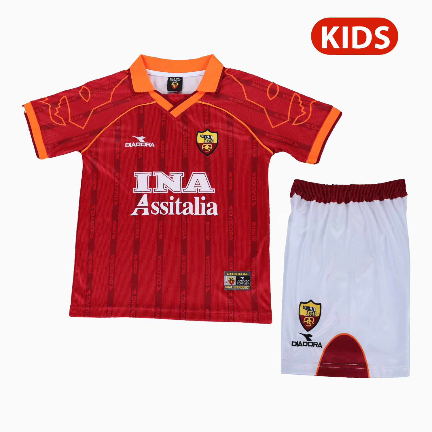 Retro Roma 1999-00 Home Kids Kit - JerseysGala