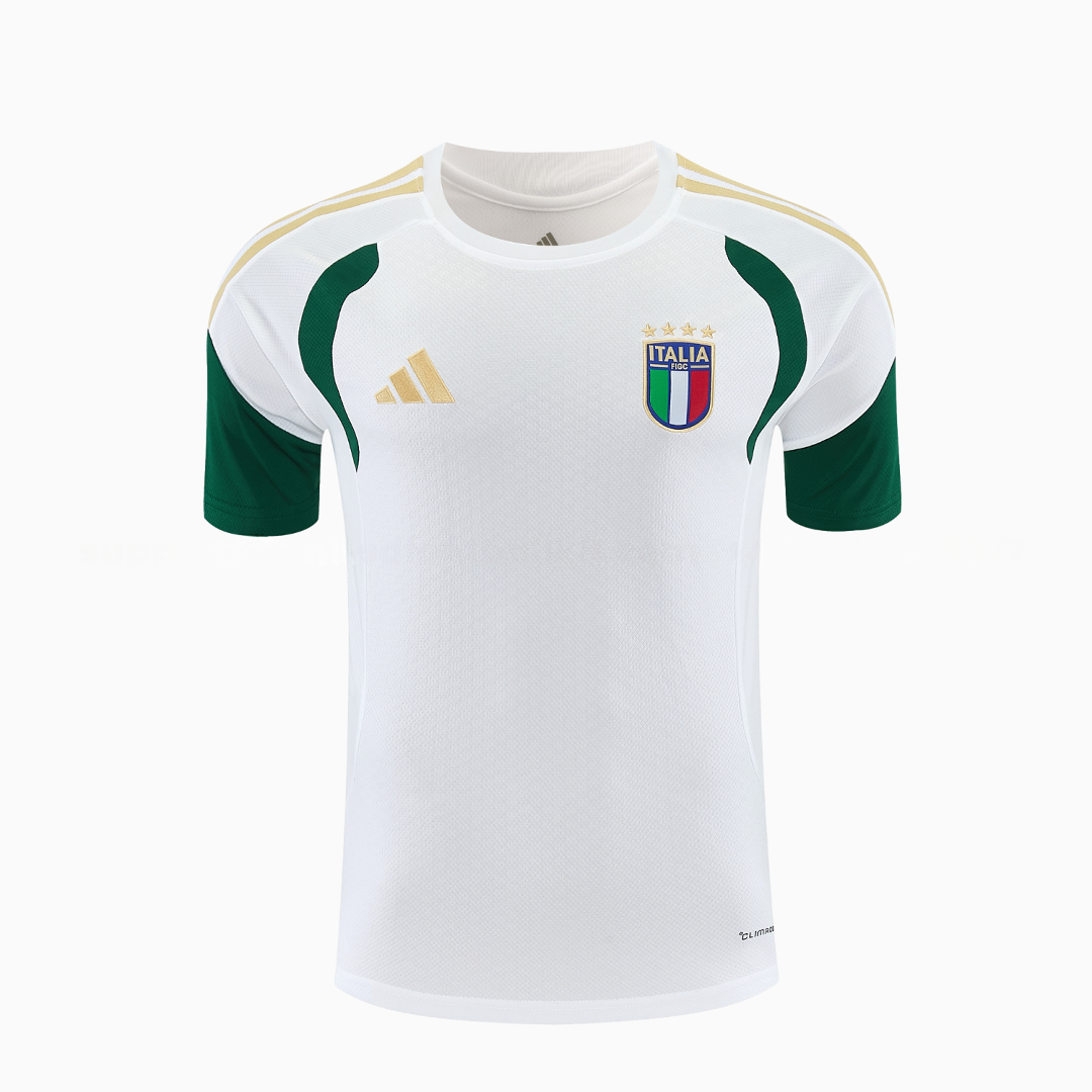 Italy 2026 Short-Sleeve Training Set - White With Green Accents Top & Green With White Pants - JerseysGala