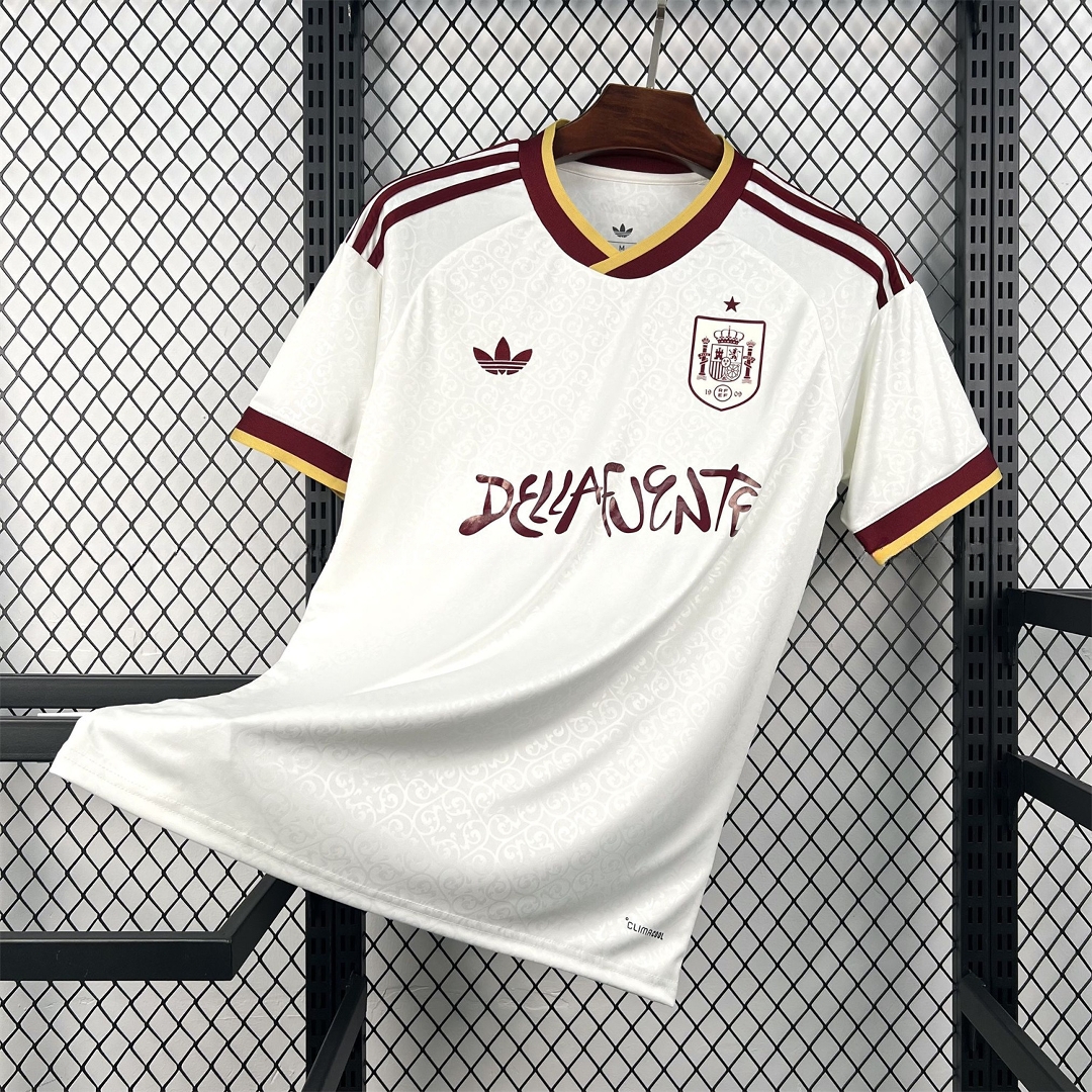 Spain 2026 Dellafuente Co-Branded White Jersey - Fans Version - JerseysGala