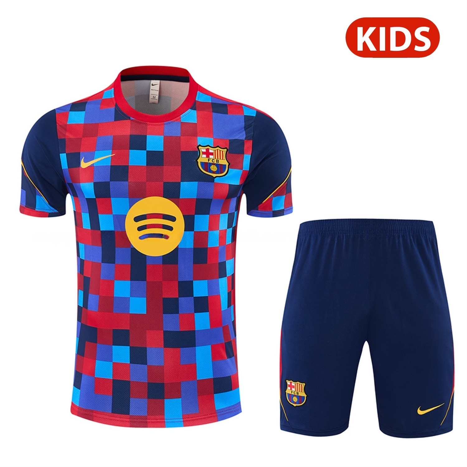 Barcelona 26-27 Camouflage Kids Short-Sleeve Training Set - Camouflage Top & Deep Blue Shorts - JerseysGala