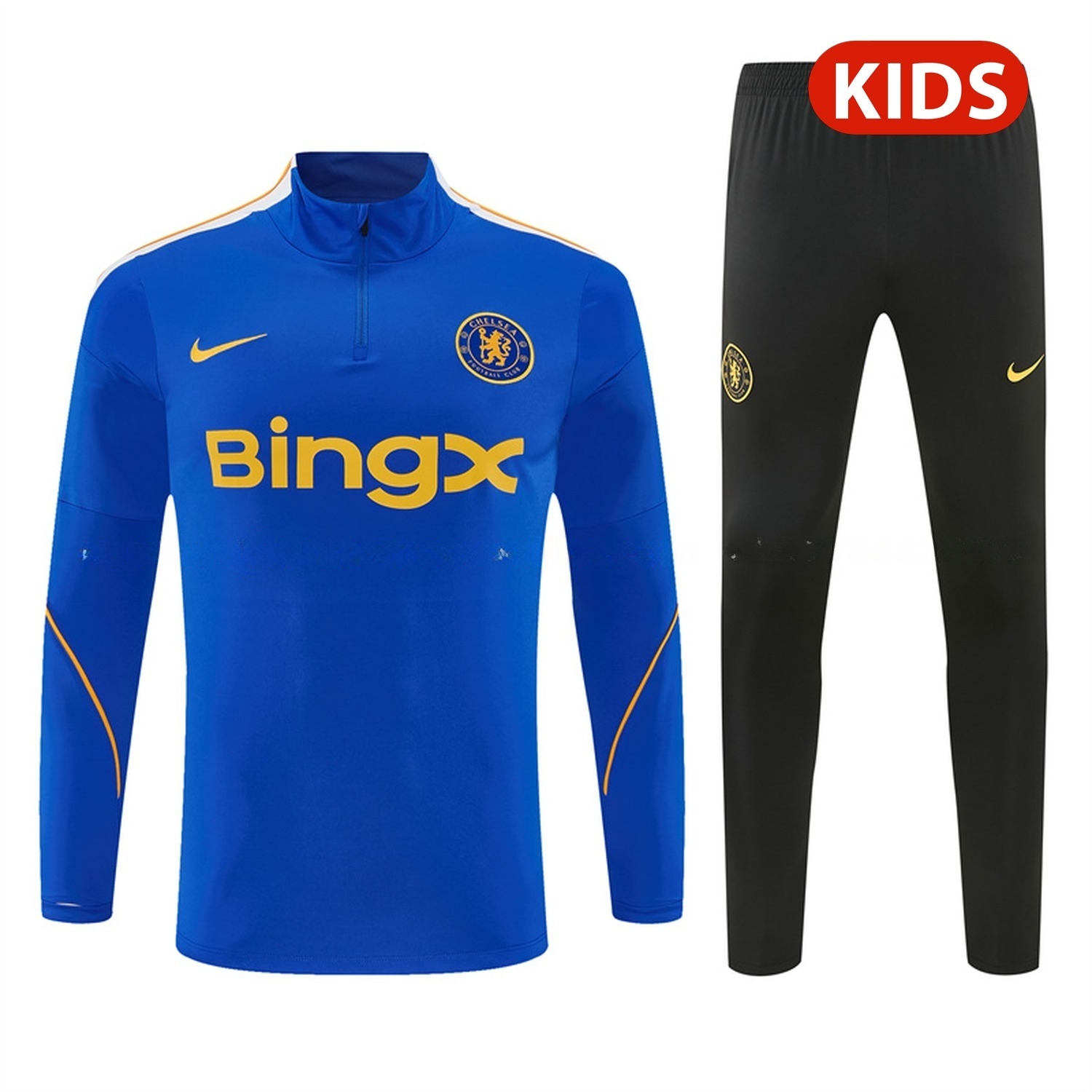 C.H.E.L.S.E.A 26-27 Kids Long Sleeve Training Set - Royal Blue Top & Black Pants - JerseysGala