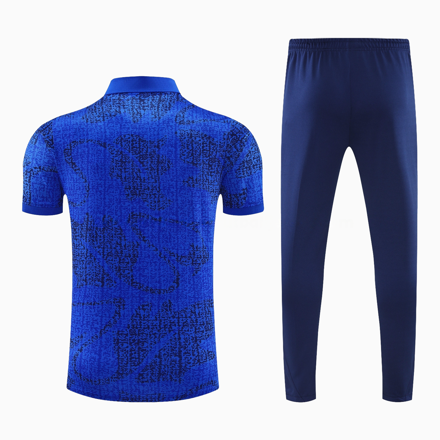 France 25-26 POLO Short-Sleeve Training Set - Ocean Blue Top and Dark Blue Pants - JerseysGala