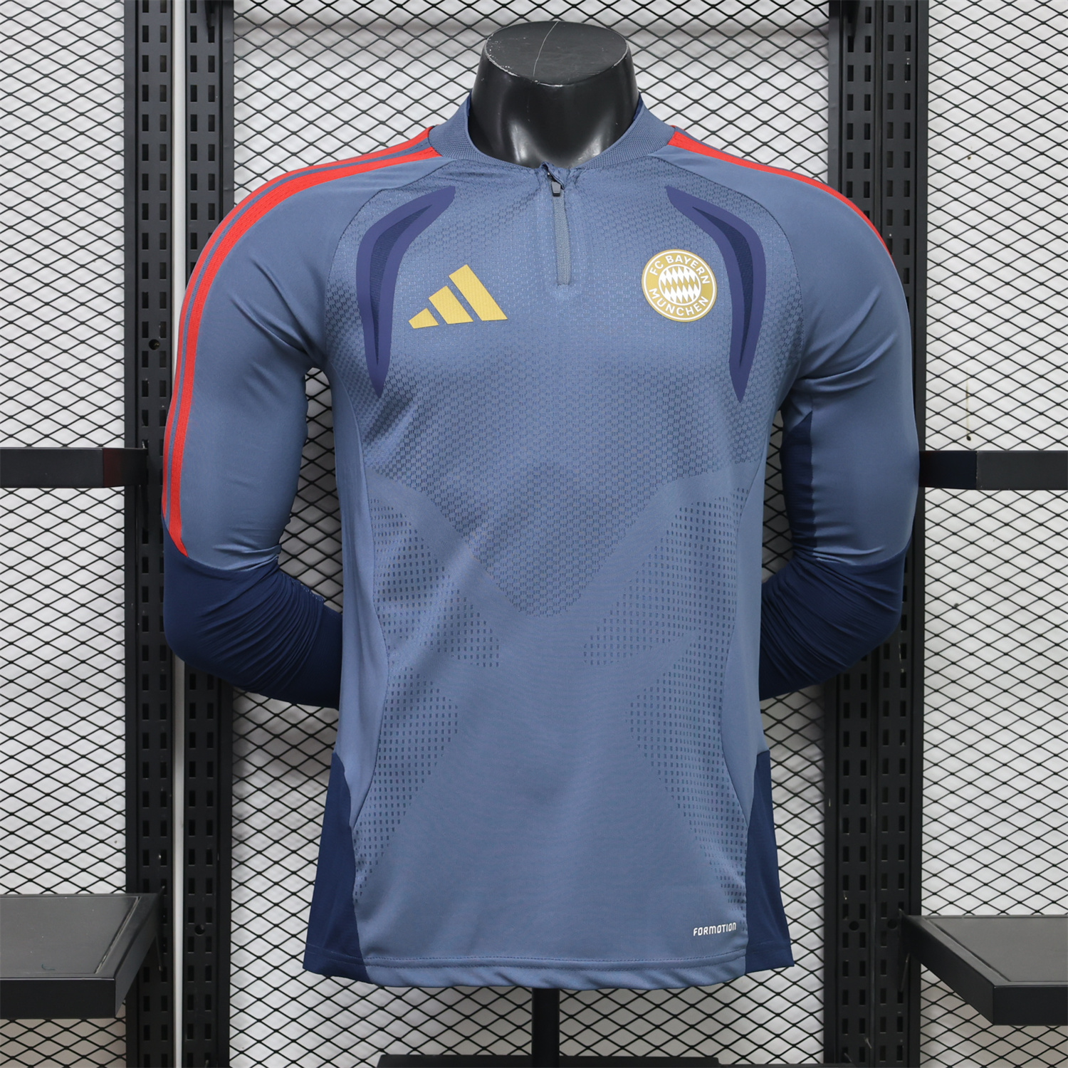 Bayern Munich 26-27 Grey Blue Long Sleeves Training Jersey - Player Version - JerseysGala