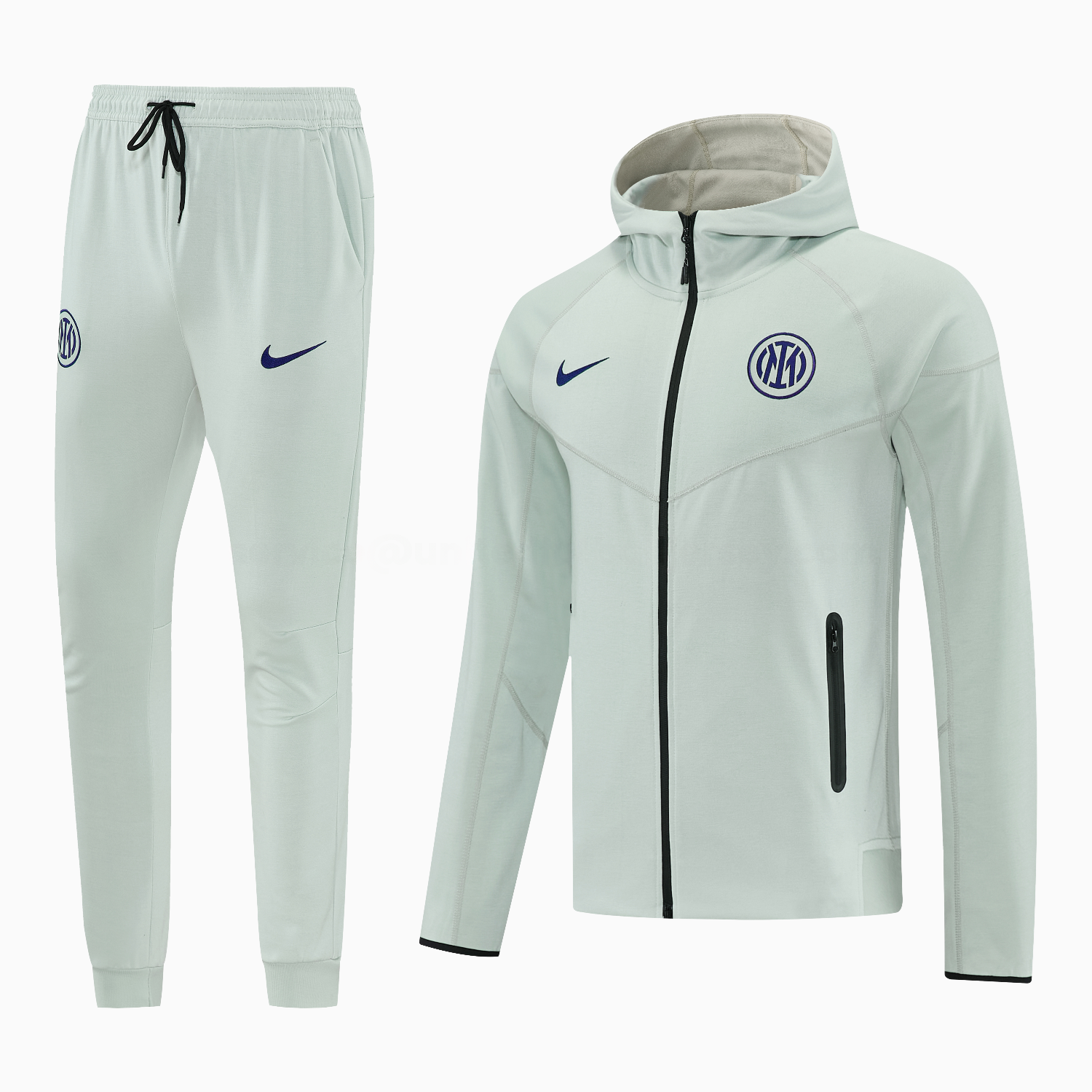 Inter Milan 25-26 Hooded Windbreaker Training Set - Grey Green Top & Pants - JerseysGala