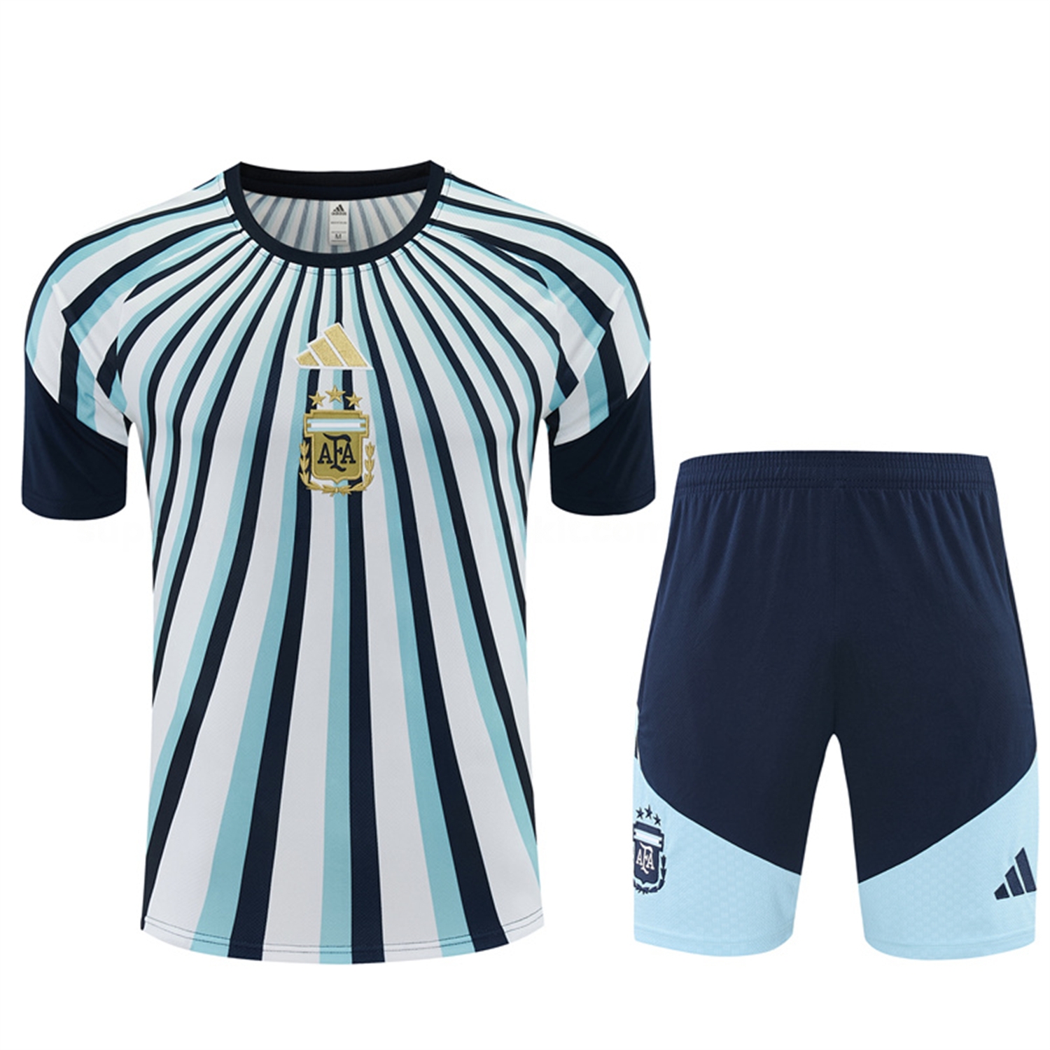 Argentina 2026 Kids Short-Sleeve Training Set - Blue Rays Top and Blue Shorts - JerseysGala