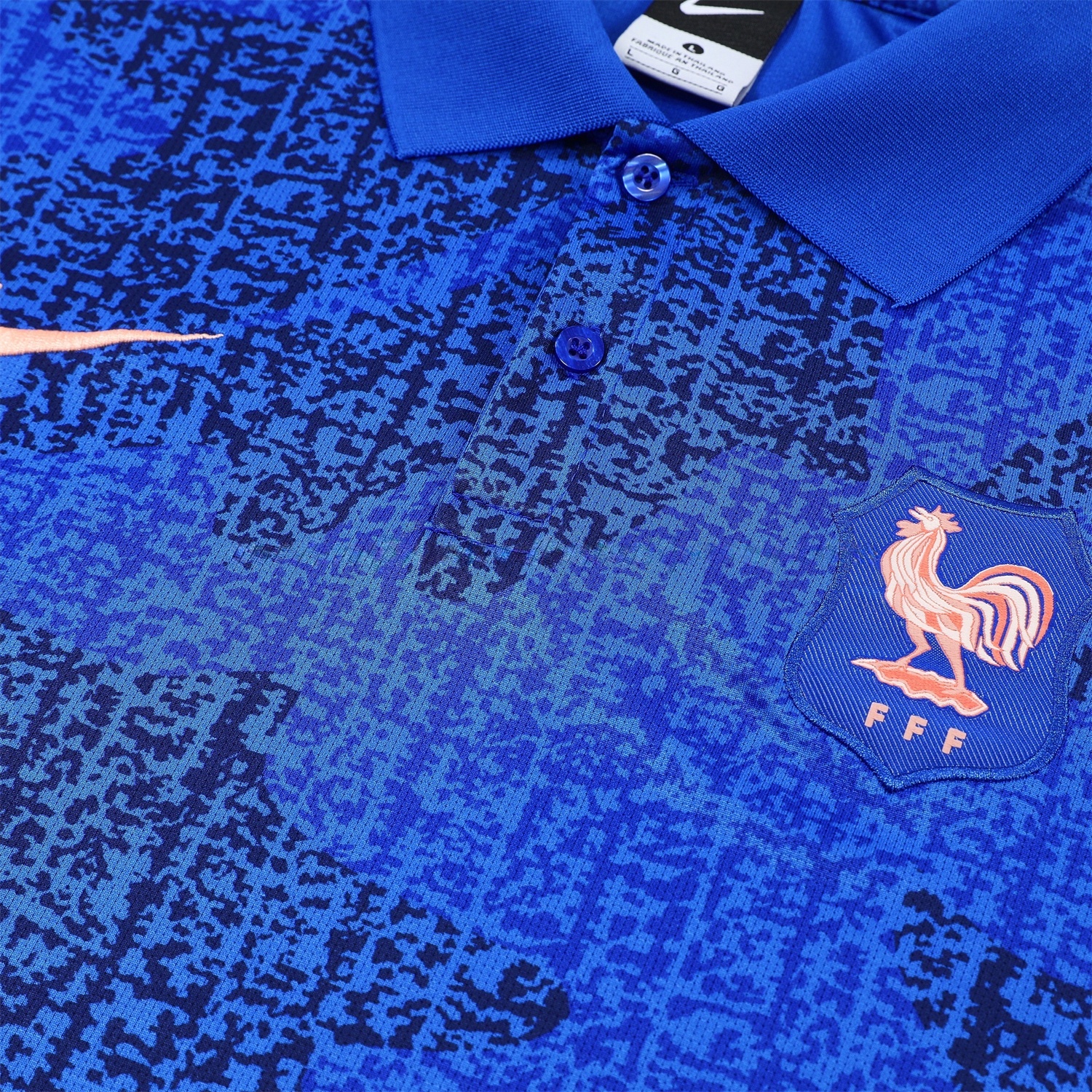 France 25-26 POLO Short-Sleeve Training Set - Ocean Blue Top and Dark Blue Pants - JerseysGala