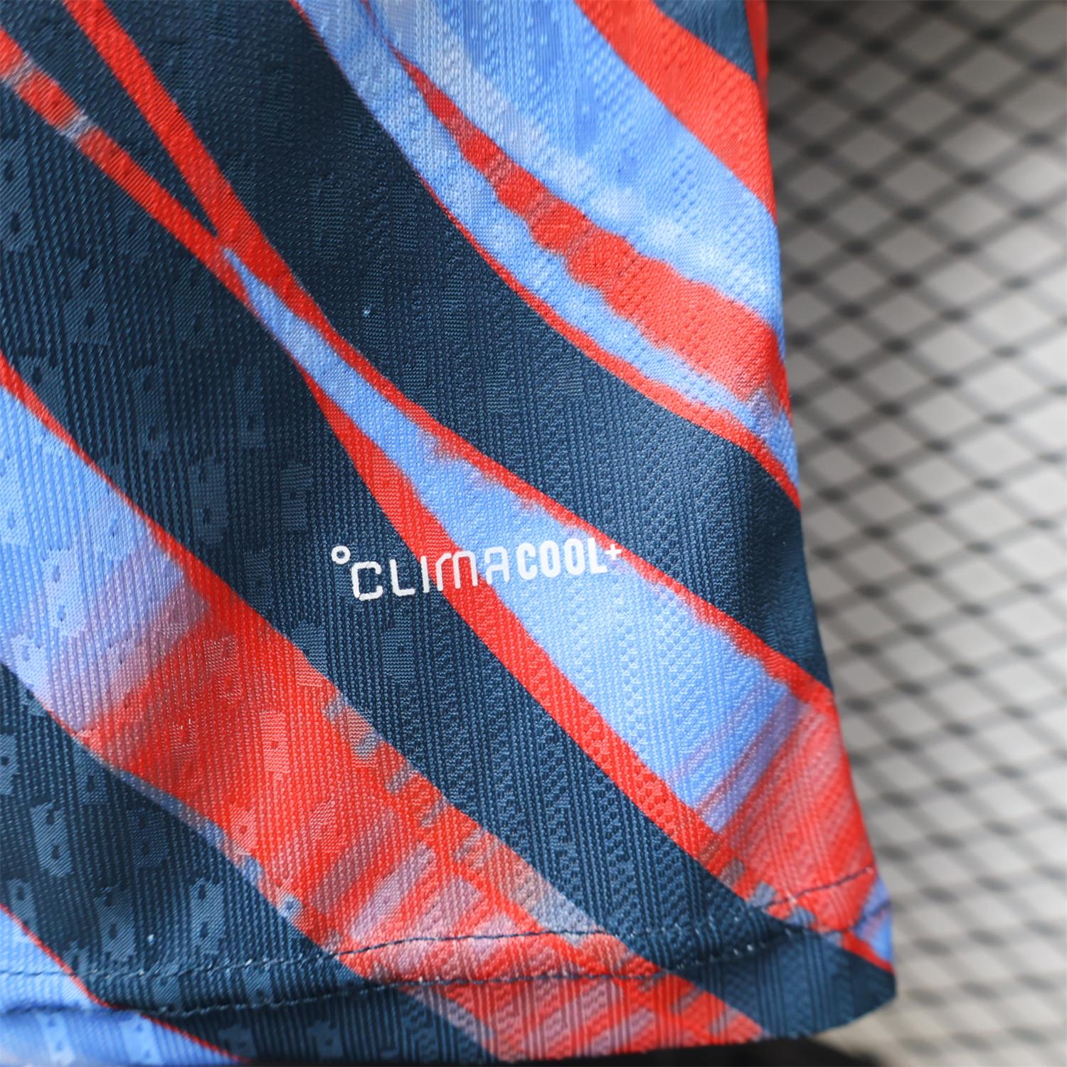 Arsenal 26-27 Red Blue Teal Diagonal Stripes Pre-Match Jersey - Player Version - JerseysGala
