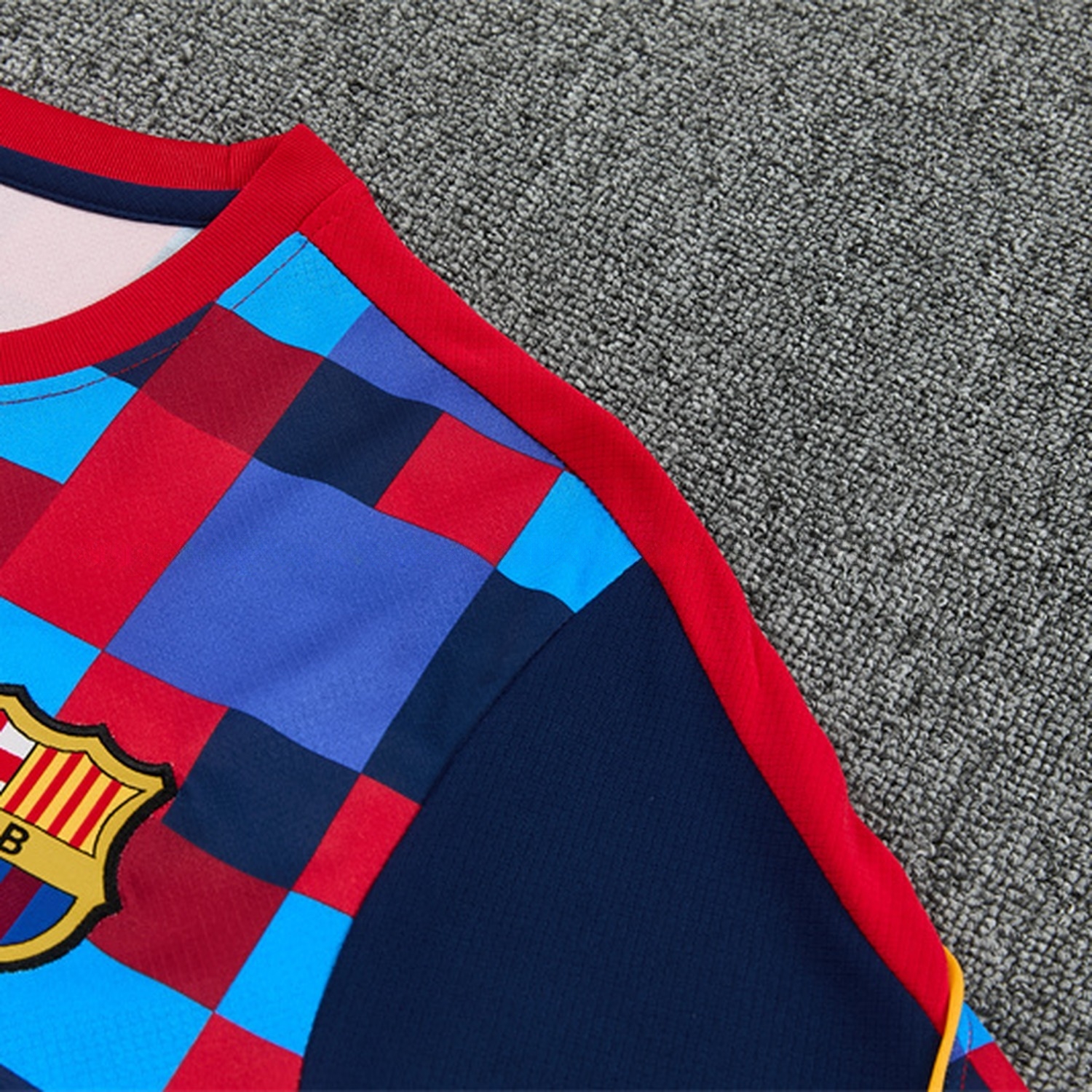 Barcelona 26-27 Camouflage Short-Sleeve Training Set - Camouflage Top & Deep Blue Shorts - JerseysGala
