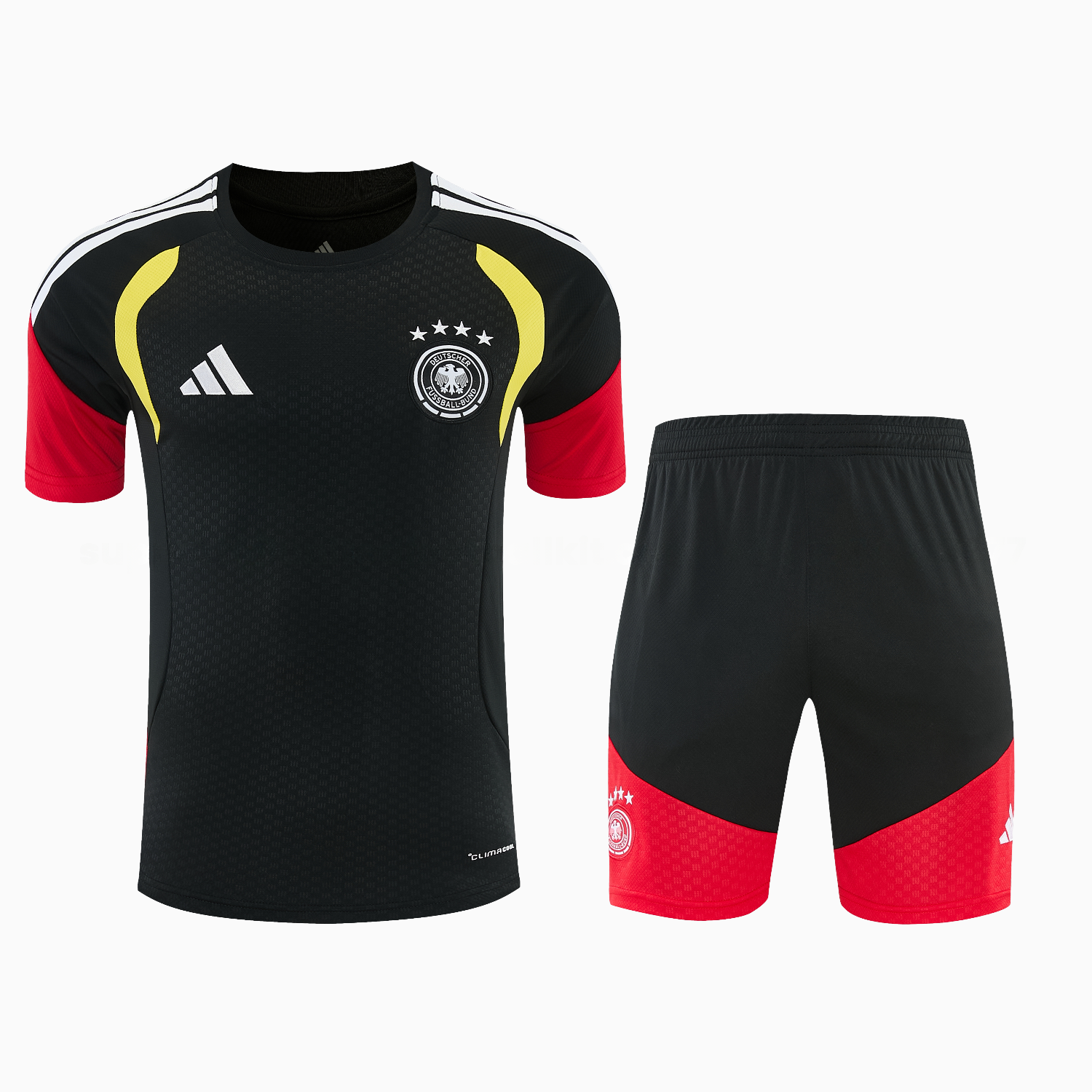 Germany 2026 Short-Sleeve Training Set - Black With Red Top & Black With Red Pants - JerseysGala