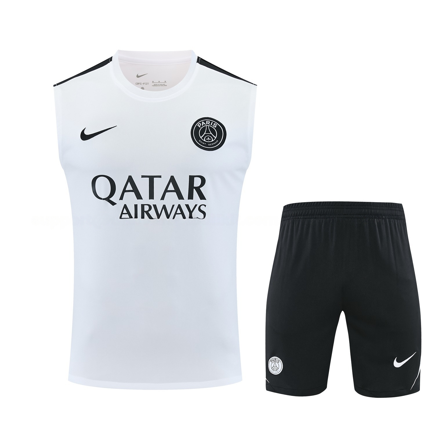Paris Saint-Germain PSG 26-27 Vest Training Set - White Vest and Black Shorts - JerseysGala