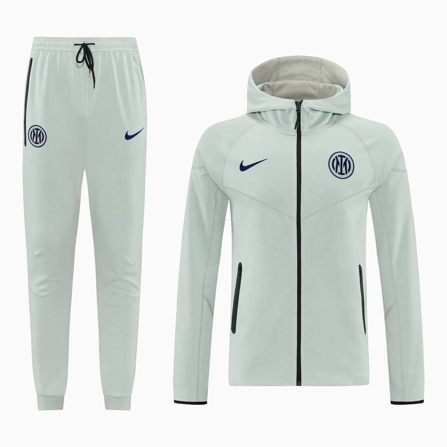 Inter Milan 25-26 Hooded Windbreaker Training Set - Grey Green Top & Pants - JerseysGala