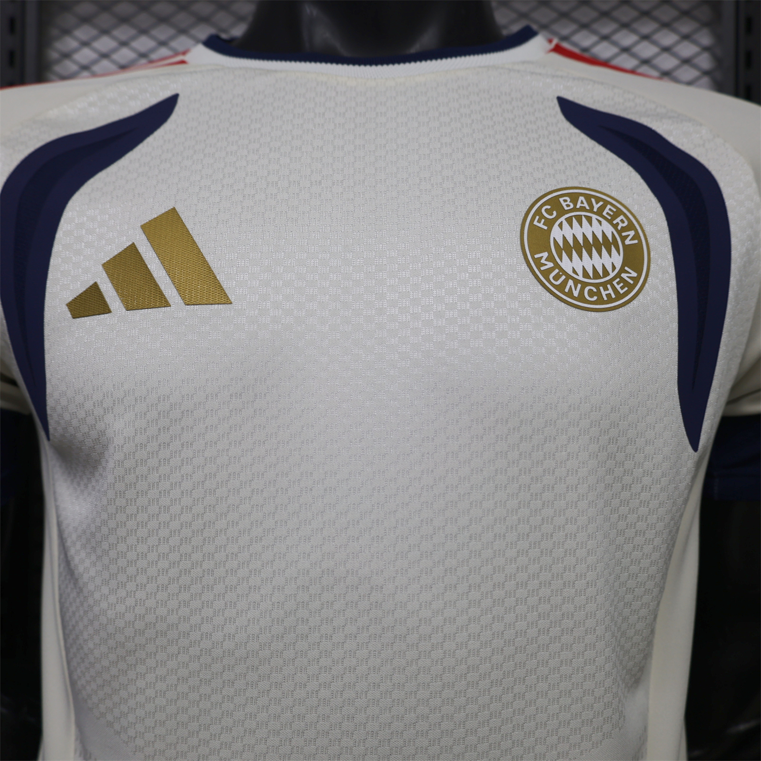 Bayern Munich 26-27 Off-White Blue Training Jersey - Player Version - JerseysGala