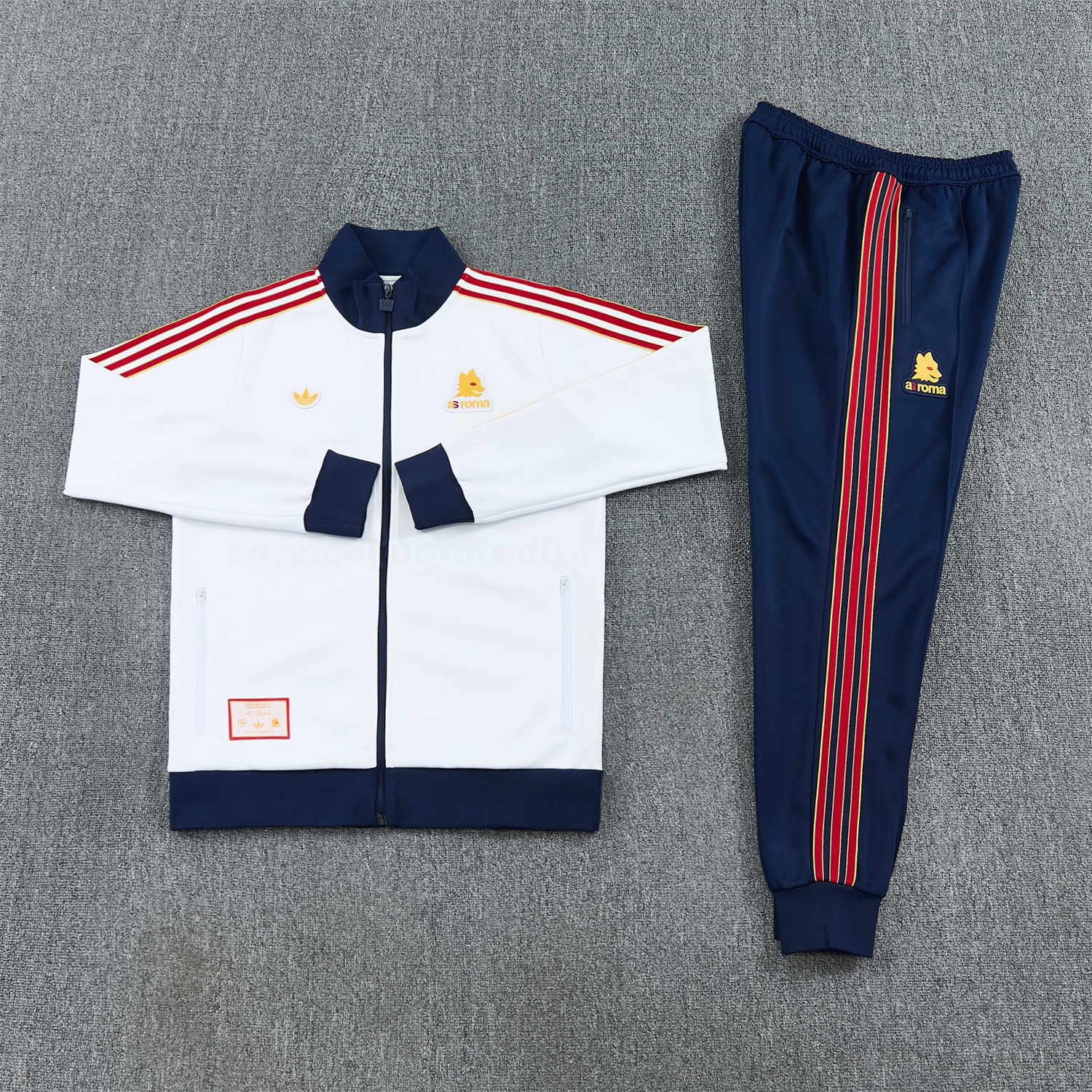 AS Roma 25-26 Originals LFSTLR Jacket Training Tracksuit - White Top and Blue Pant - JerseysGala