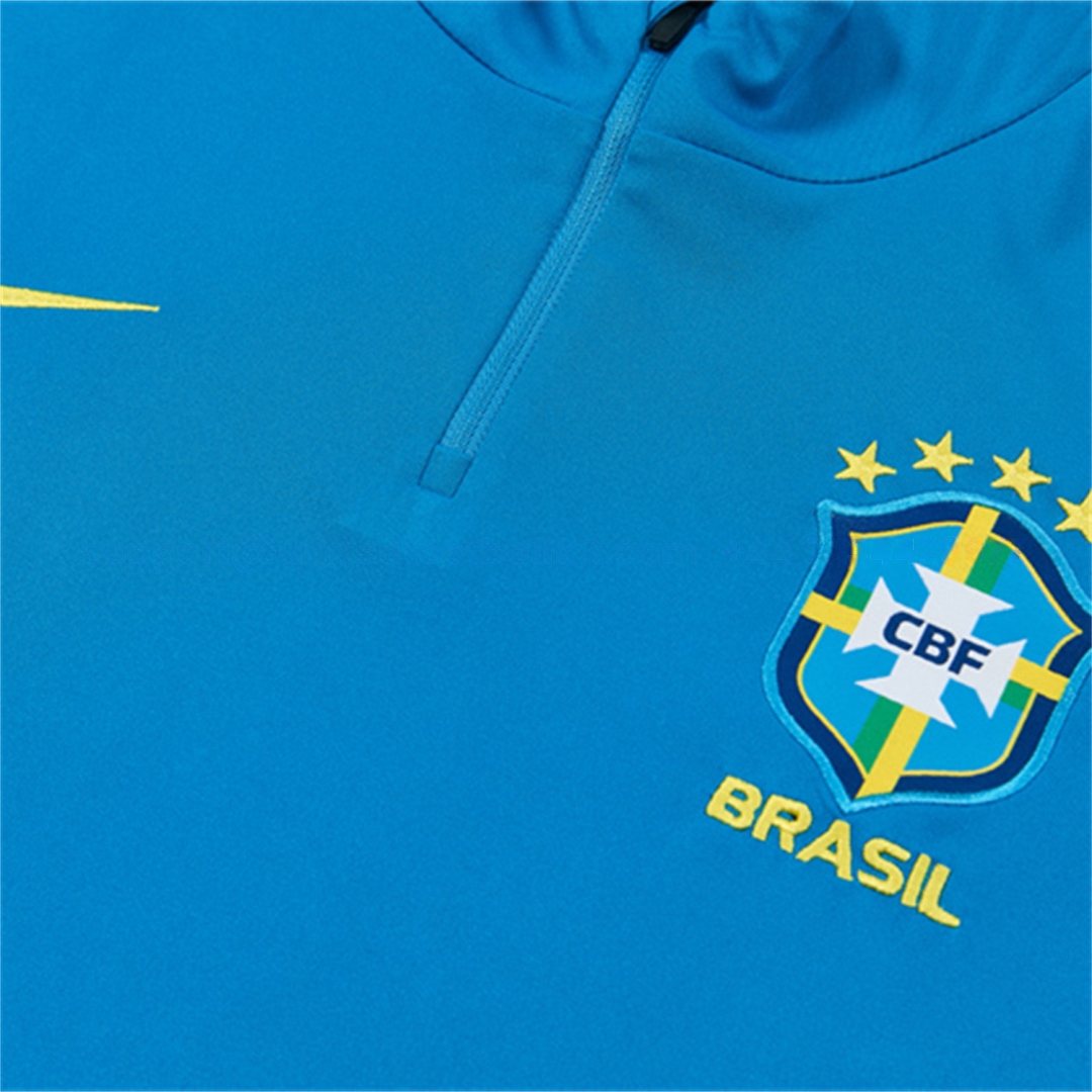 Brazil 2026 Long Sleeve Training Set - Sky Blue Top & Dark Green Pants - JerseysGala