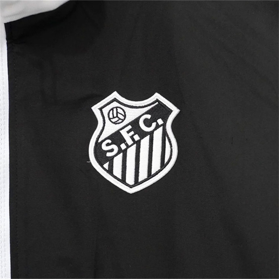 Santos 26-27 Black With White Edges Windbreaker Jacket - JerseysGala