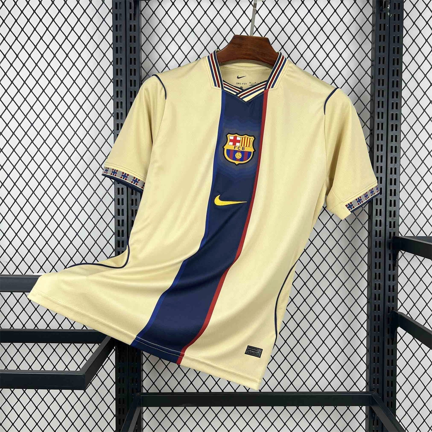 Barcelona 26-27 Blue Vertical Stripes Yellow Jersey - Fans Version - JerseysGala