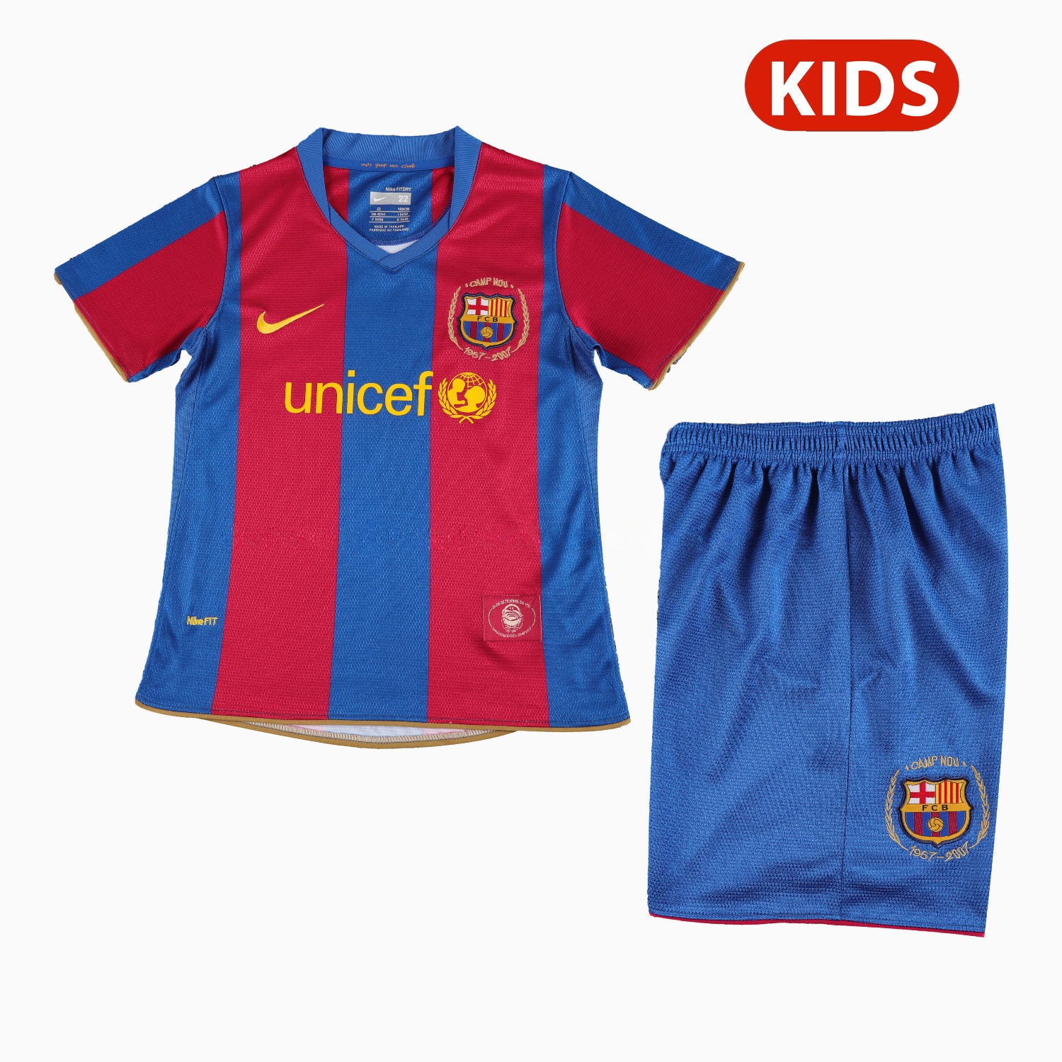 Retro Barcelona 2007-08 Home Kids Kit - JerseysGala