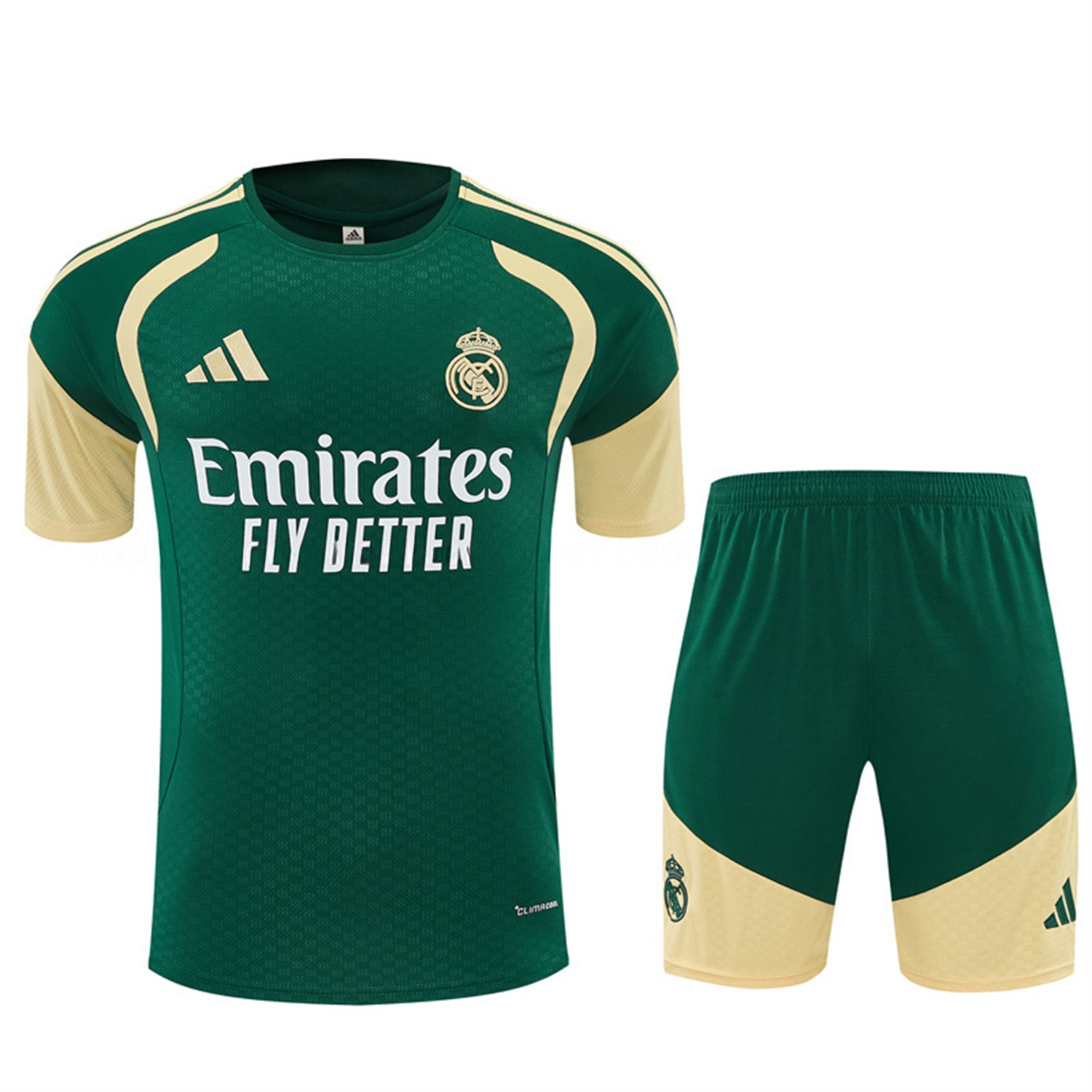 Real Madrid 26-27 Short-Sleeve Training Set - Green Top & Green Shorts - JerseysGala