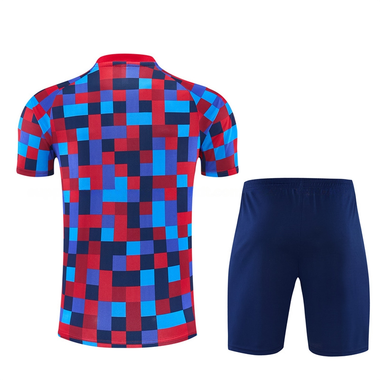 Barcelona 26-27 Camouflage Short-Sleeve Training Set - Camouflage Top & Deep Blue Shorts - JerseysGala