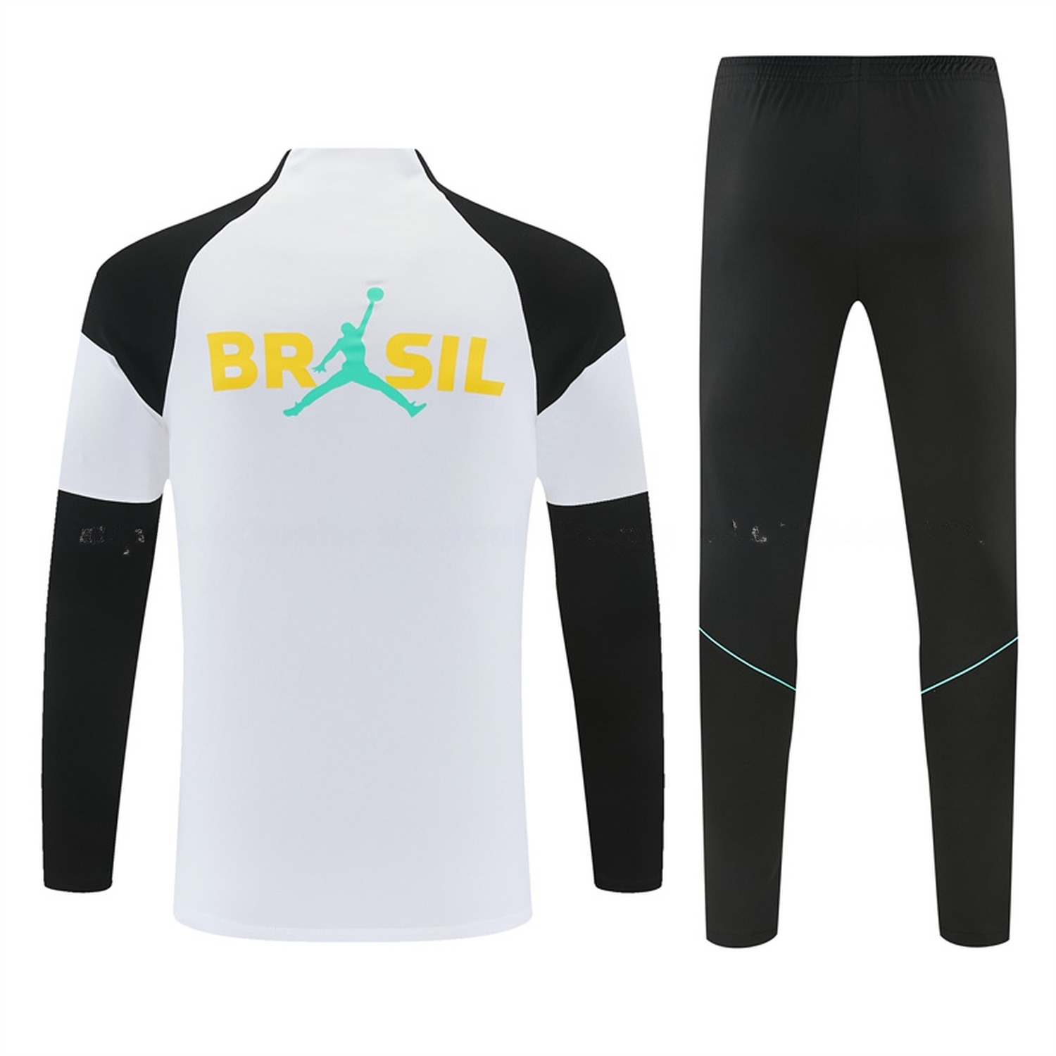 Brazil 2026 Kids Long Sleeve Training Set - White Top & Black Pants - JerseysGala