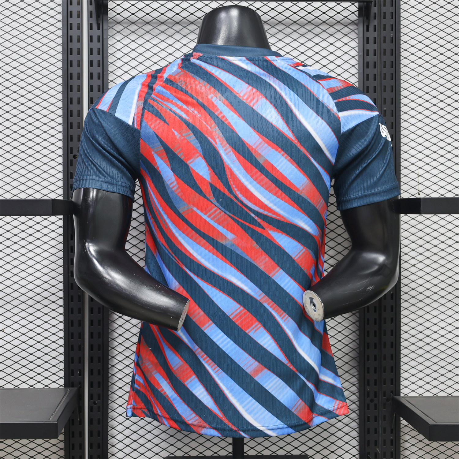 Arsenal 26-27 Red Blue Teal Diagonal Stripes Pre-Match Jersey - Player Version - JerseysGala