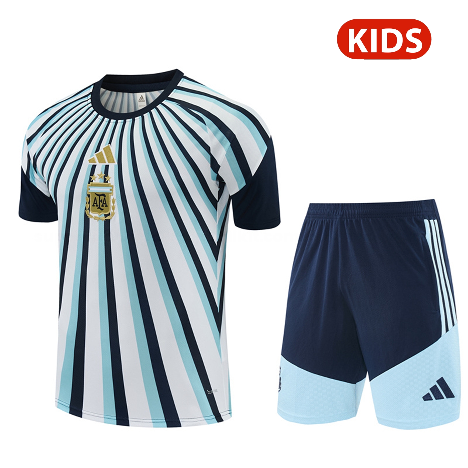 Argentina 2026 Kids Short-Sleeve Training Set - Blue Rays Top and Blue Shorts - JerseysGala