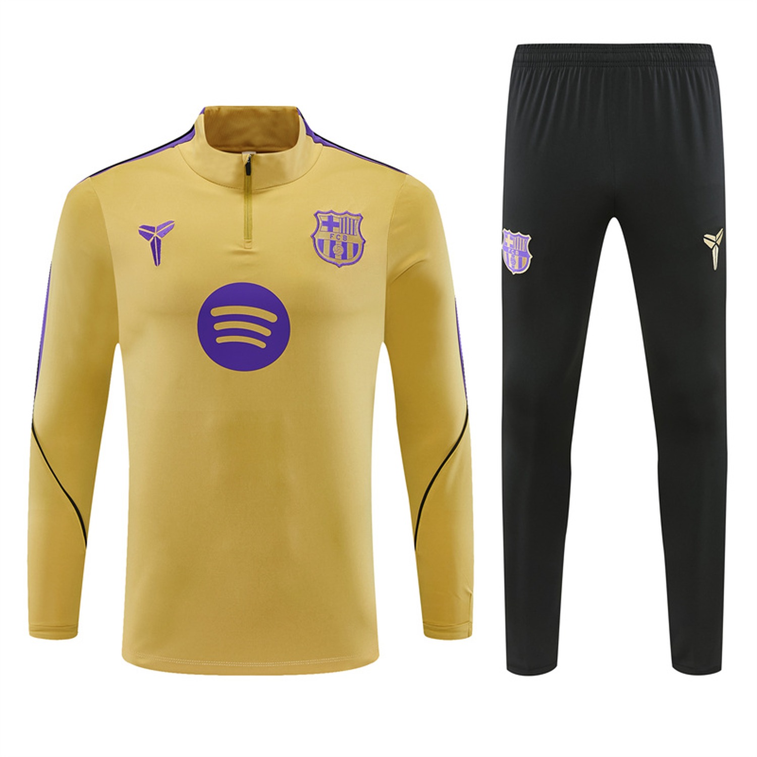 Barcelona 26-27 Long Sleeve Training Set - Gold Top & Black Pants - JerseysGala