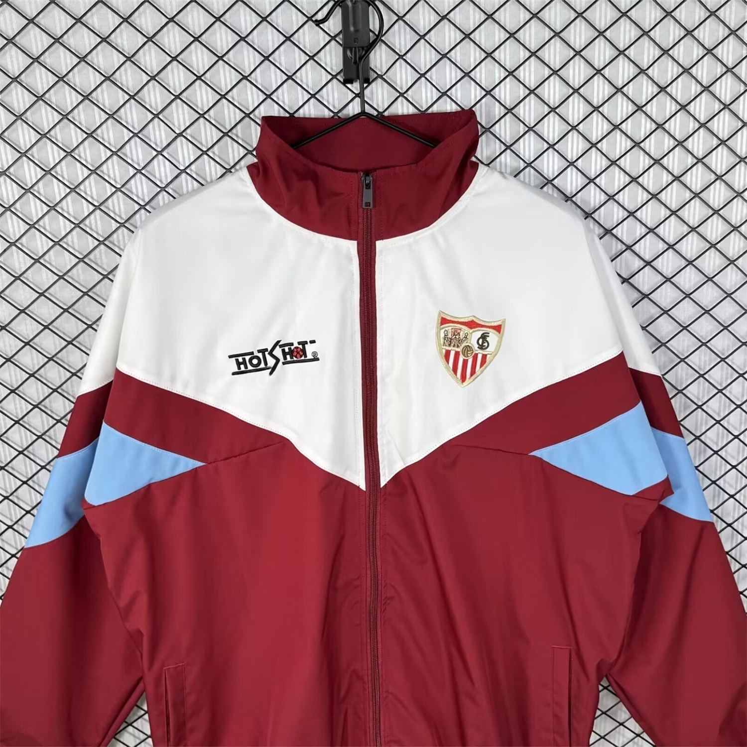 Retro Sevilla 1993-94 Home Windbreaker Jacket - White And Red - JerseysGala