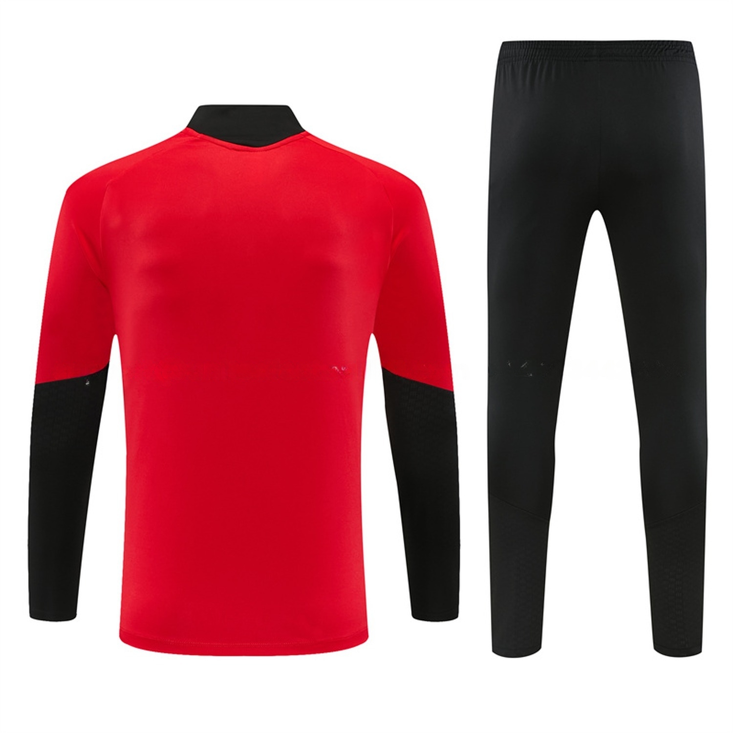 Manchester United 26-27 Black Collar Long Sleeve Training Set - Red Top & Black Pants - JerseysGala