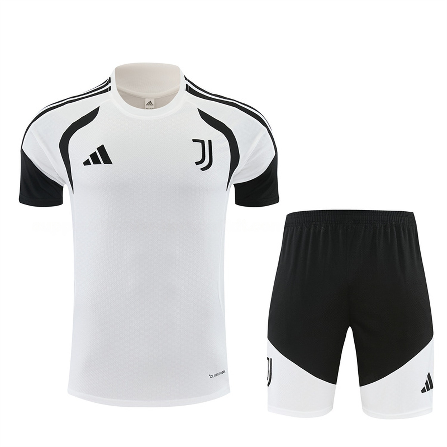 Juventus 26-27 Short-Sleeve Training Set - White Top & Black Shorts - JerseysGala