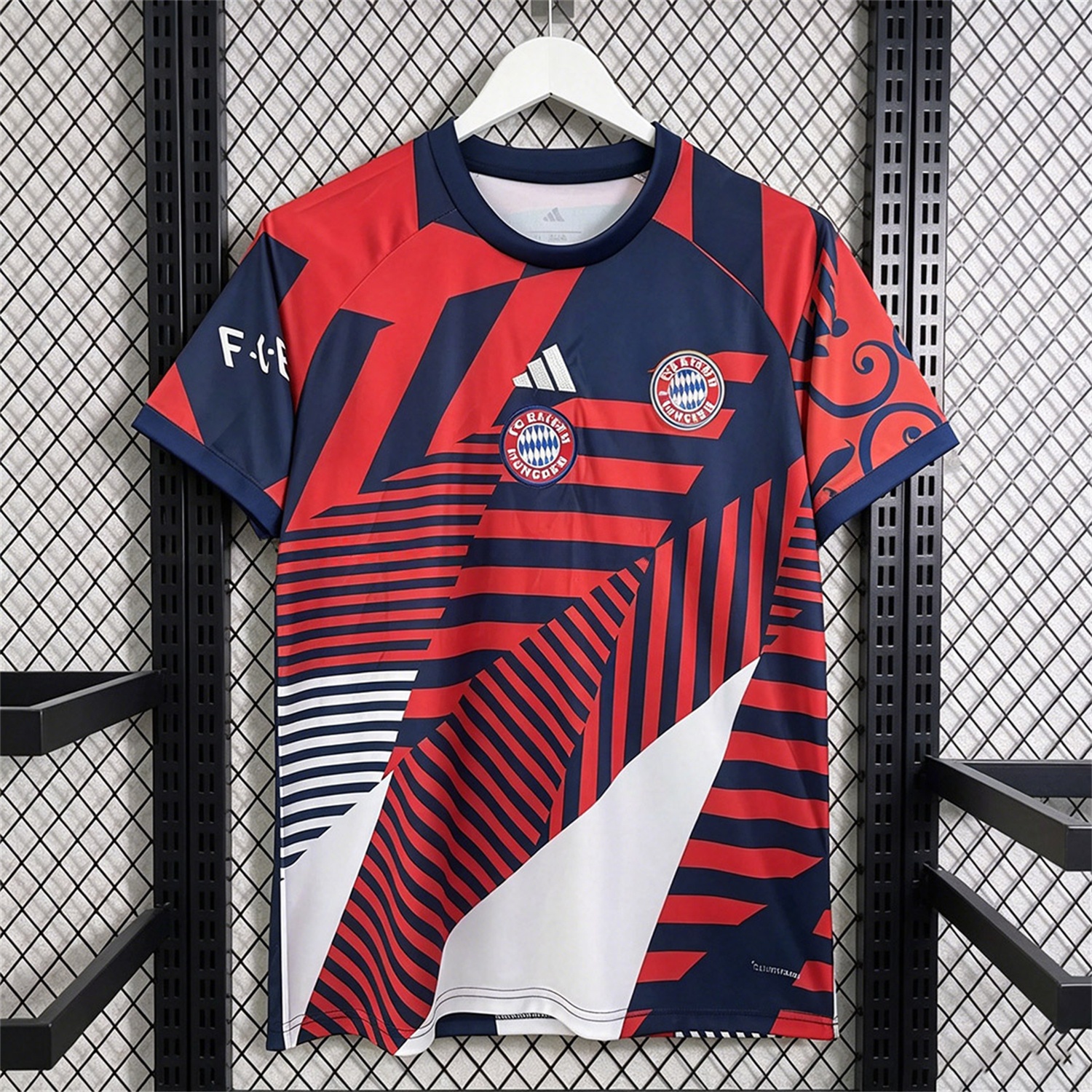 Bayern Munich 26-27 Pre-Match Navy Blue Red Stripes Jersey - Fans Version - JerseysGala