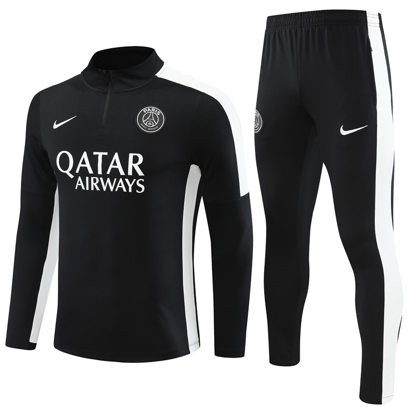 Paris Saint-Germain PSG 23-24 Kids Long Sleeve Training Set Black - JerseysGala