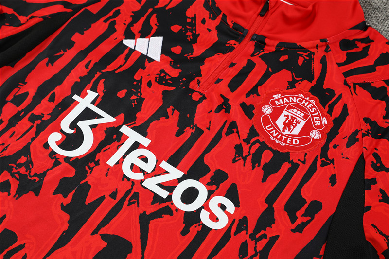 Manchester United 23-24 Long Sleeve Training Set -Red Camouflage - JerseysGala