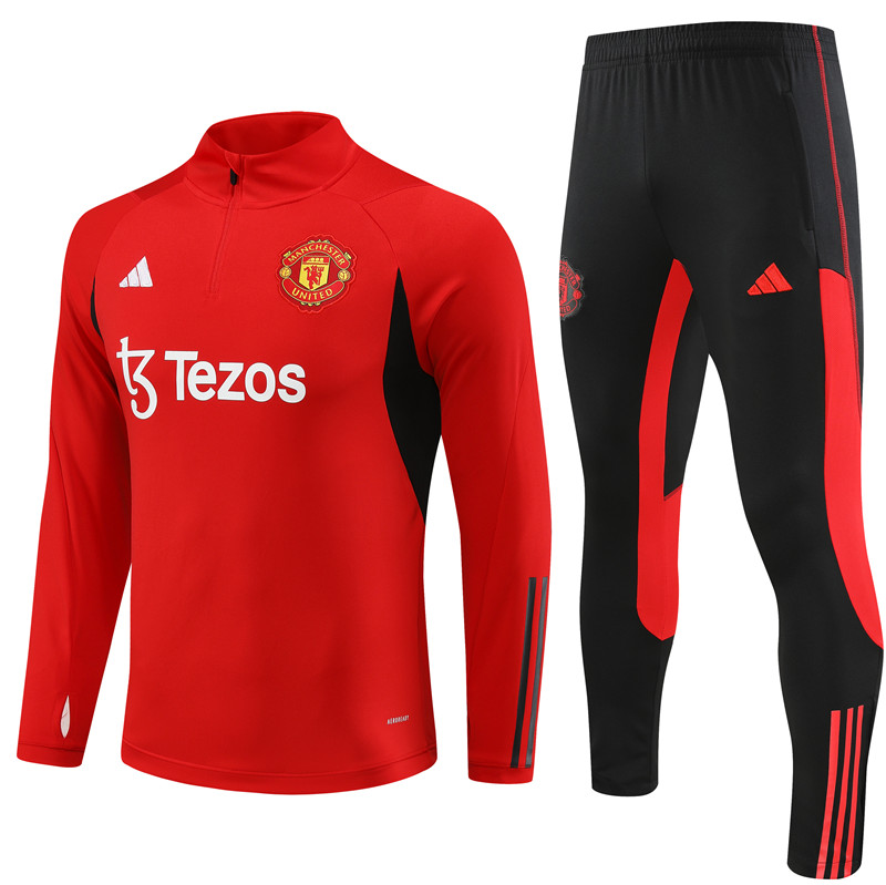 Manchester United 23-24 Long Sleeve Training Set -Red - JerseysGala