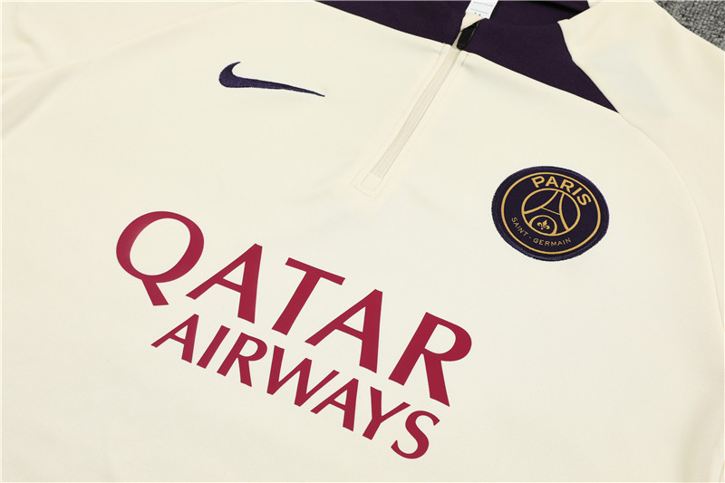 Paris Saint-Germain PSG 23-24 Long Sleeve Training Set -Creamy White - JerseysGala